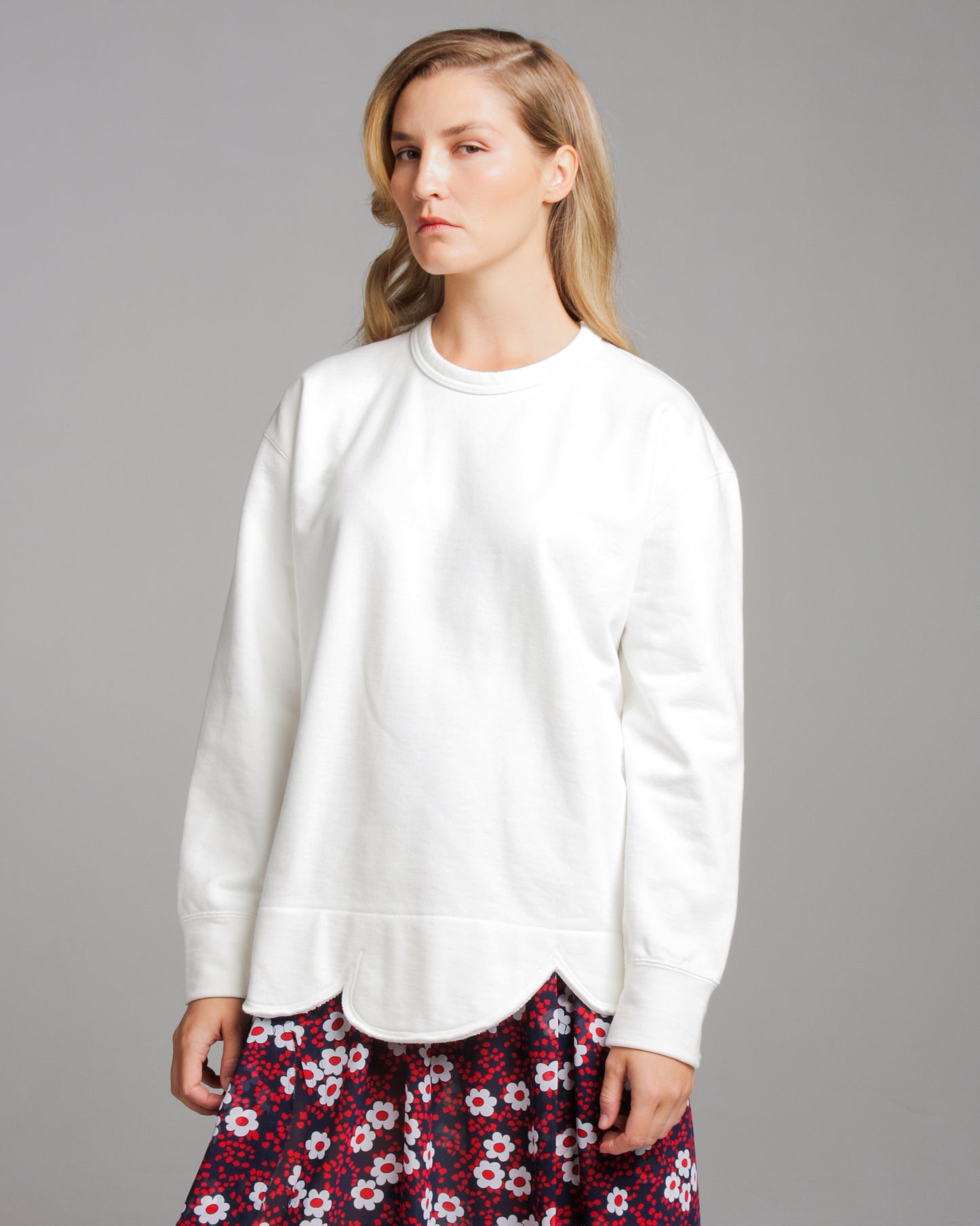 Scallop Hem Sweatshirt