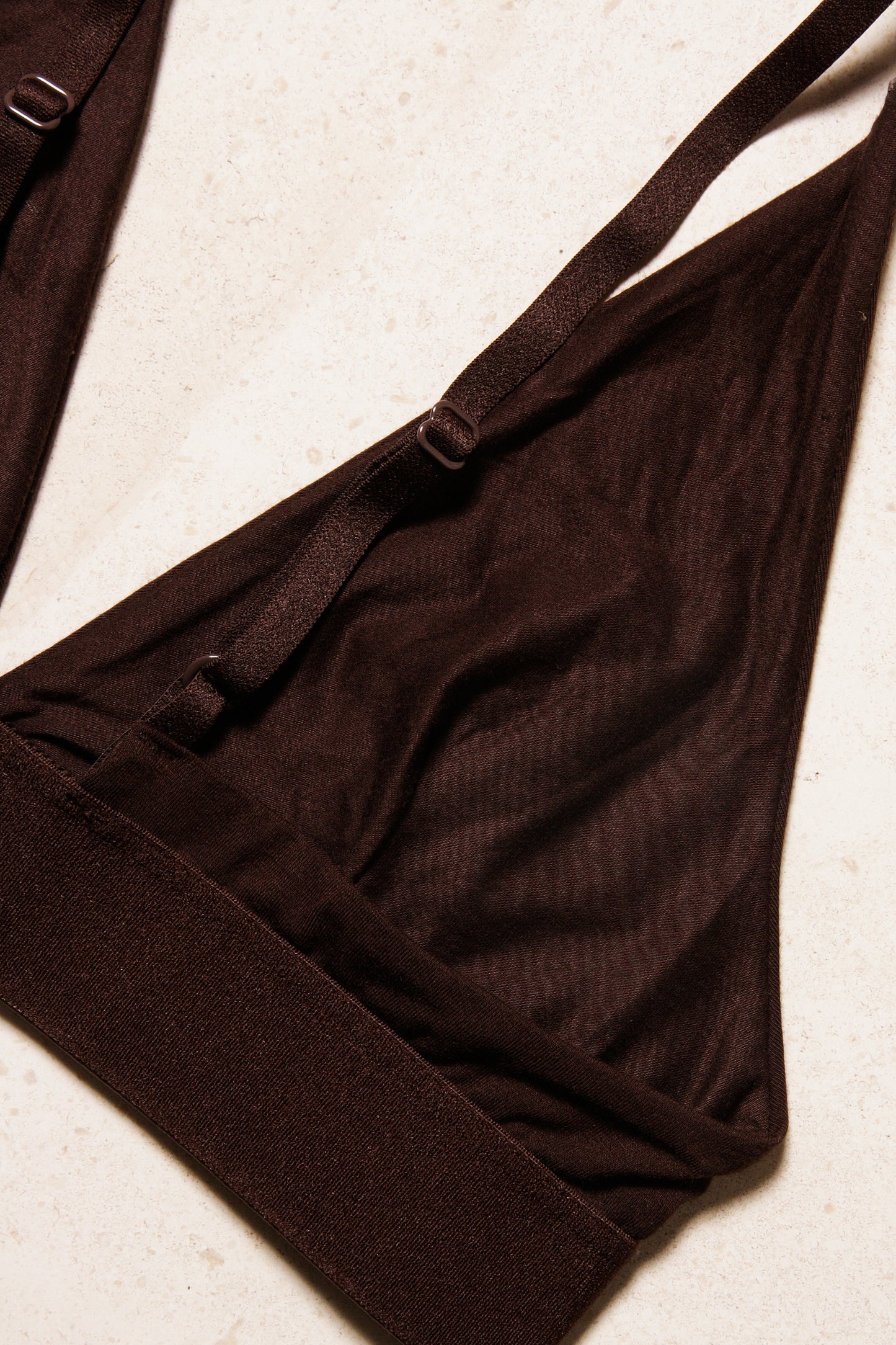 Brown Triangle Bra Cotton Rib