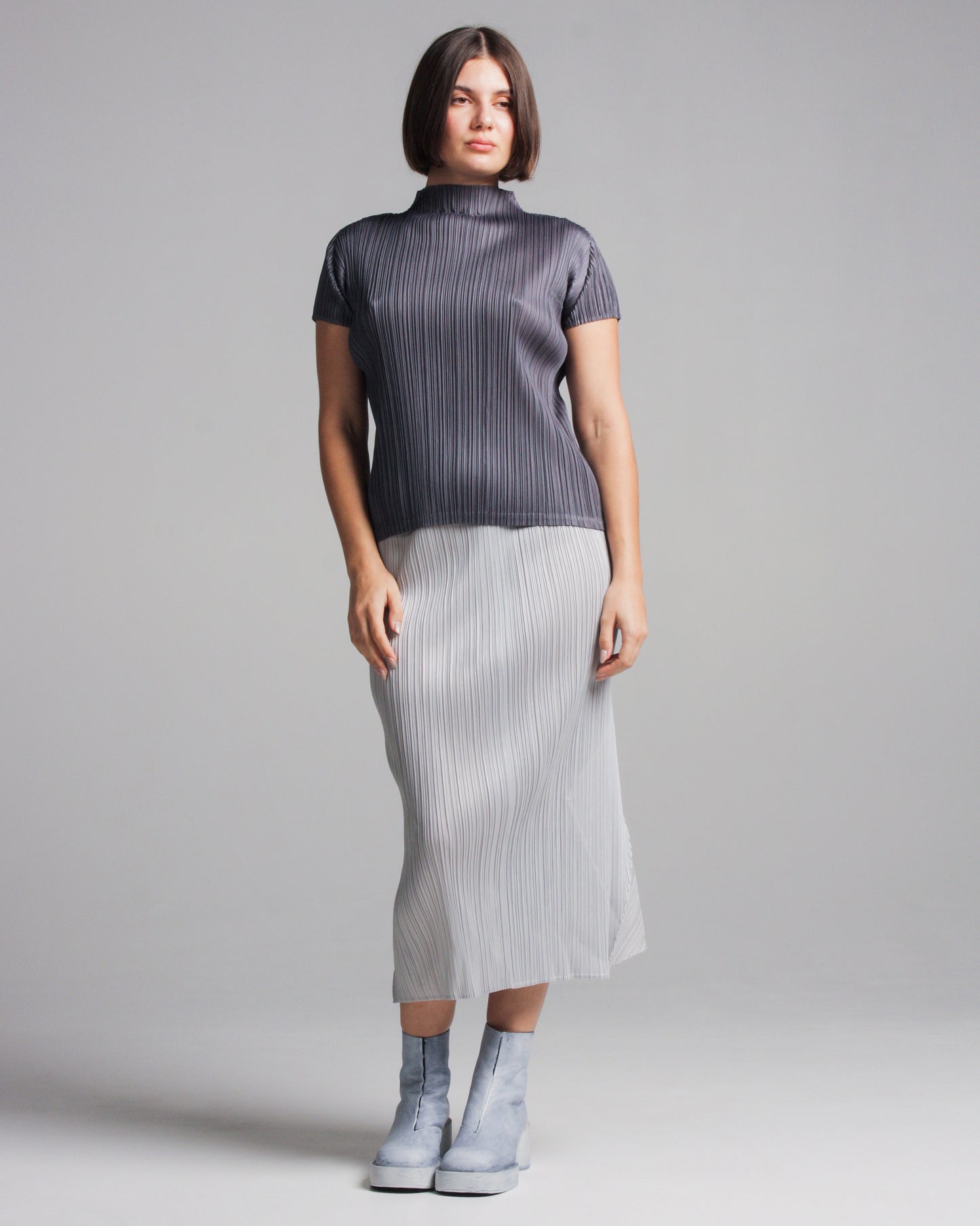 Light Grey Pleated Skirt