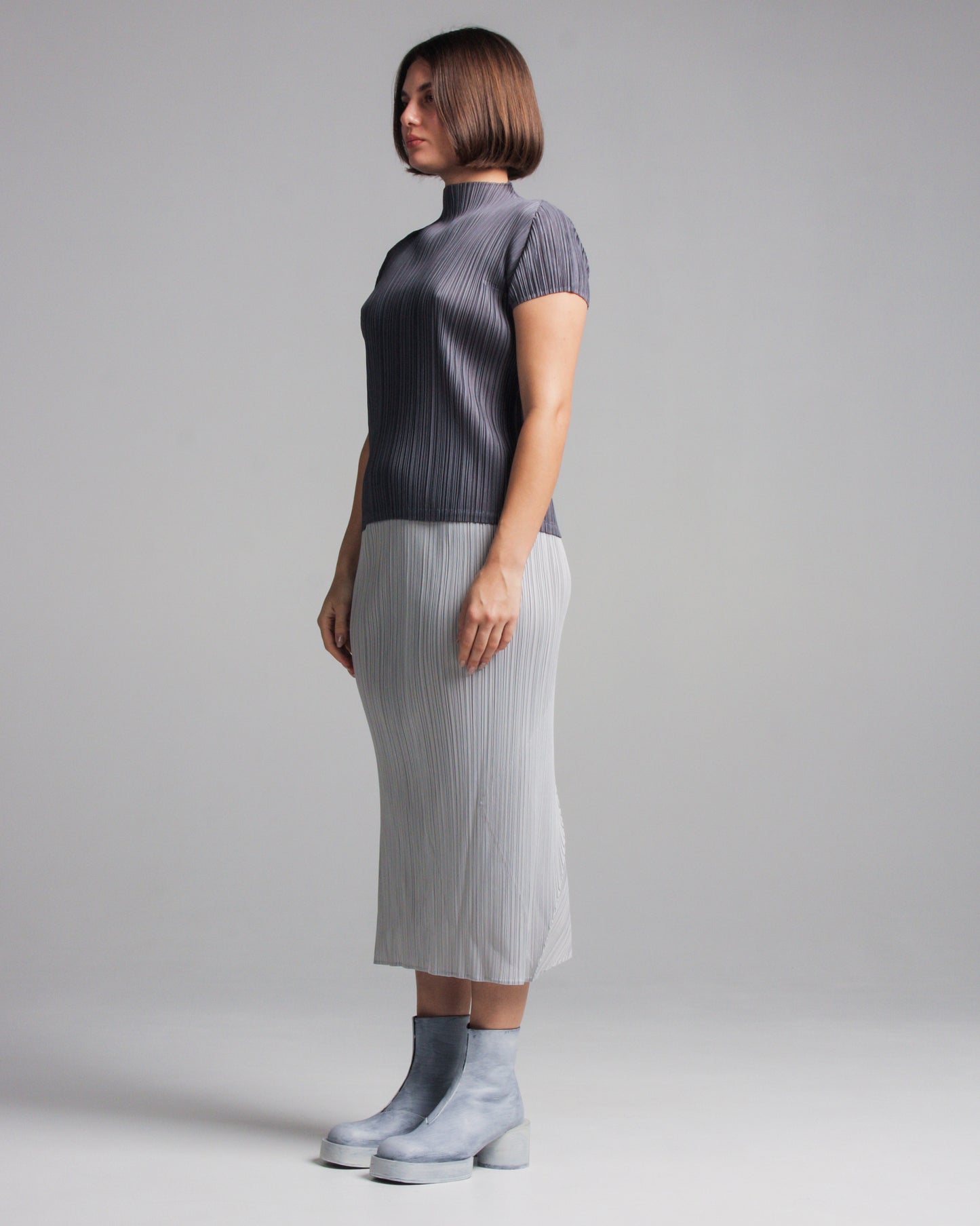 Light Grey Pleated Skirt