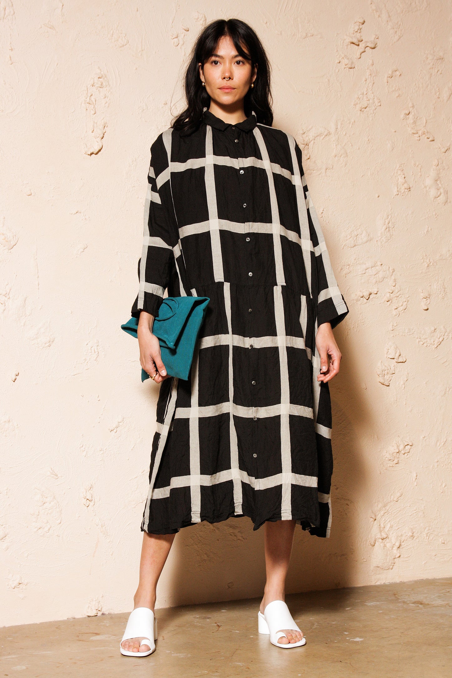 Lattice Check Dress Black