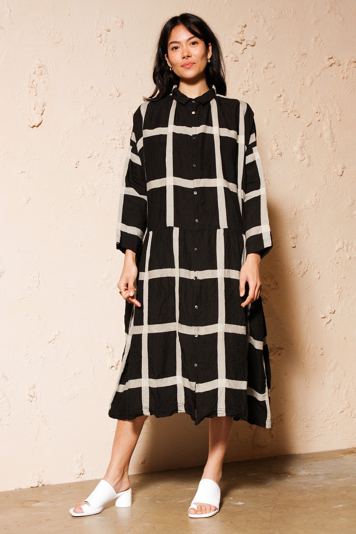 Lattice Check Dress Black