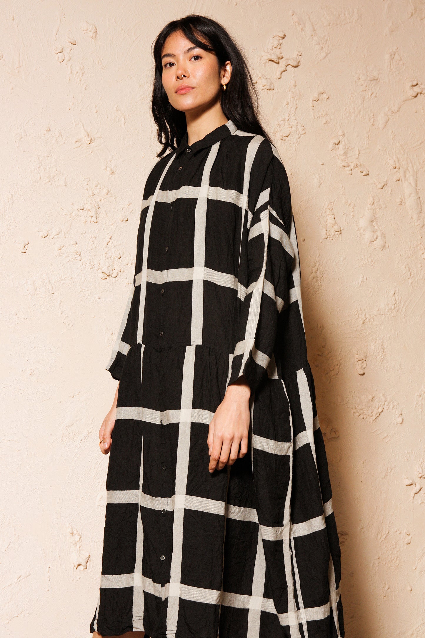 Lattice Check Dress Black