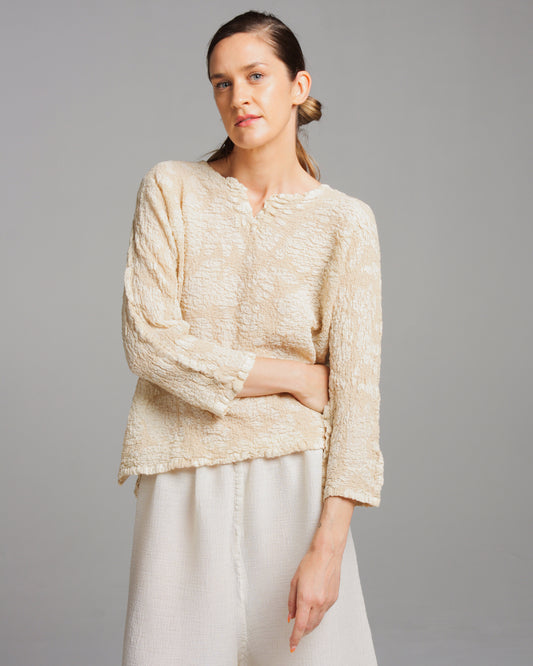 Beige Cauliflower Long Sleeve Top