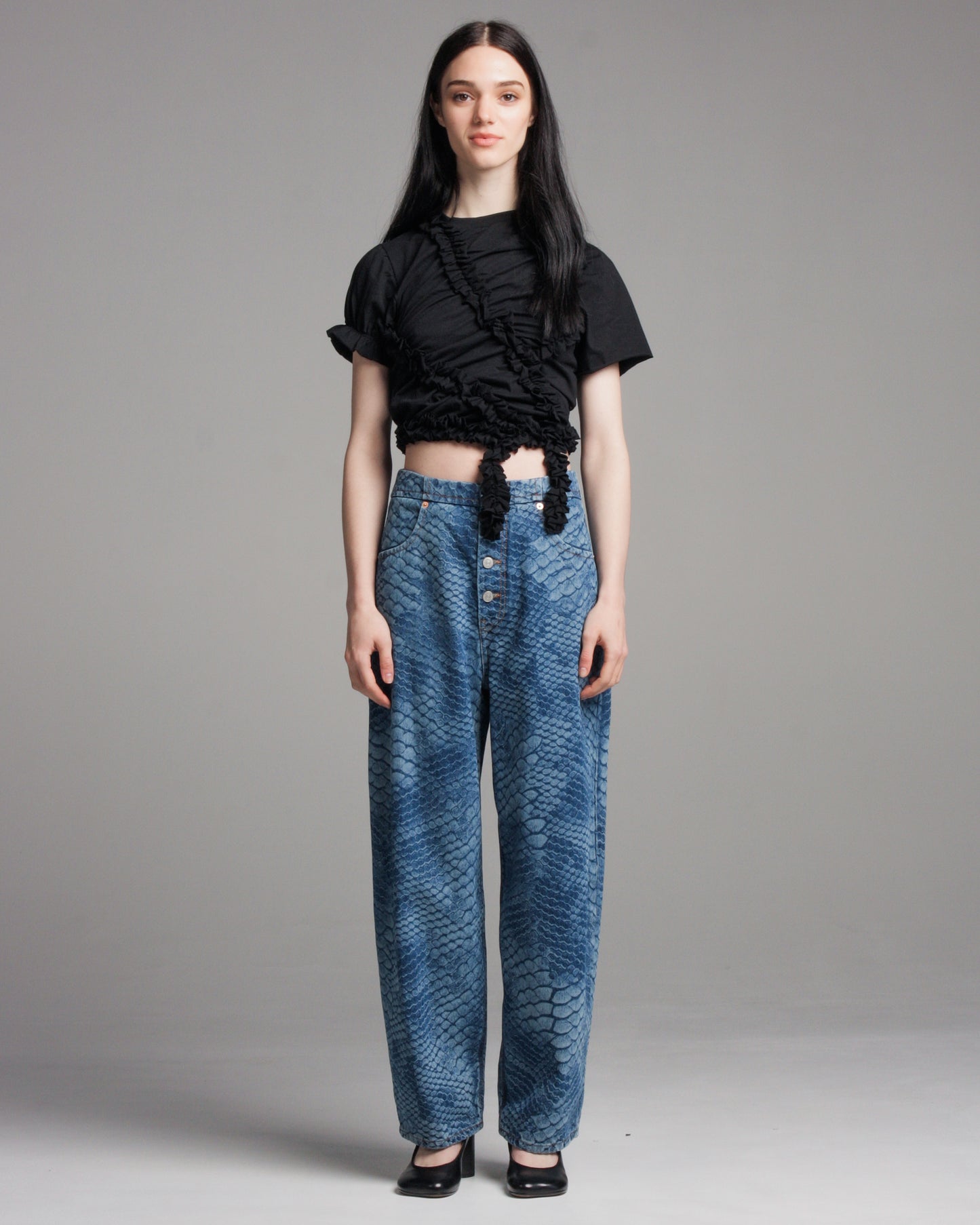 Blue Snake Print Jeans