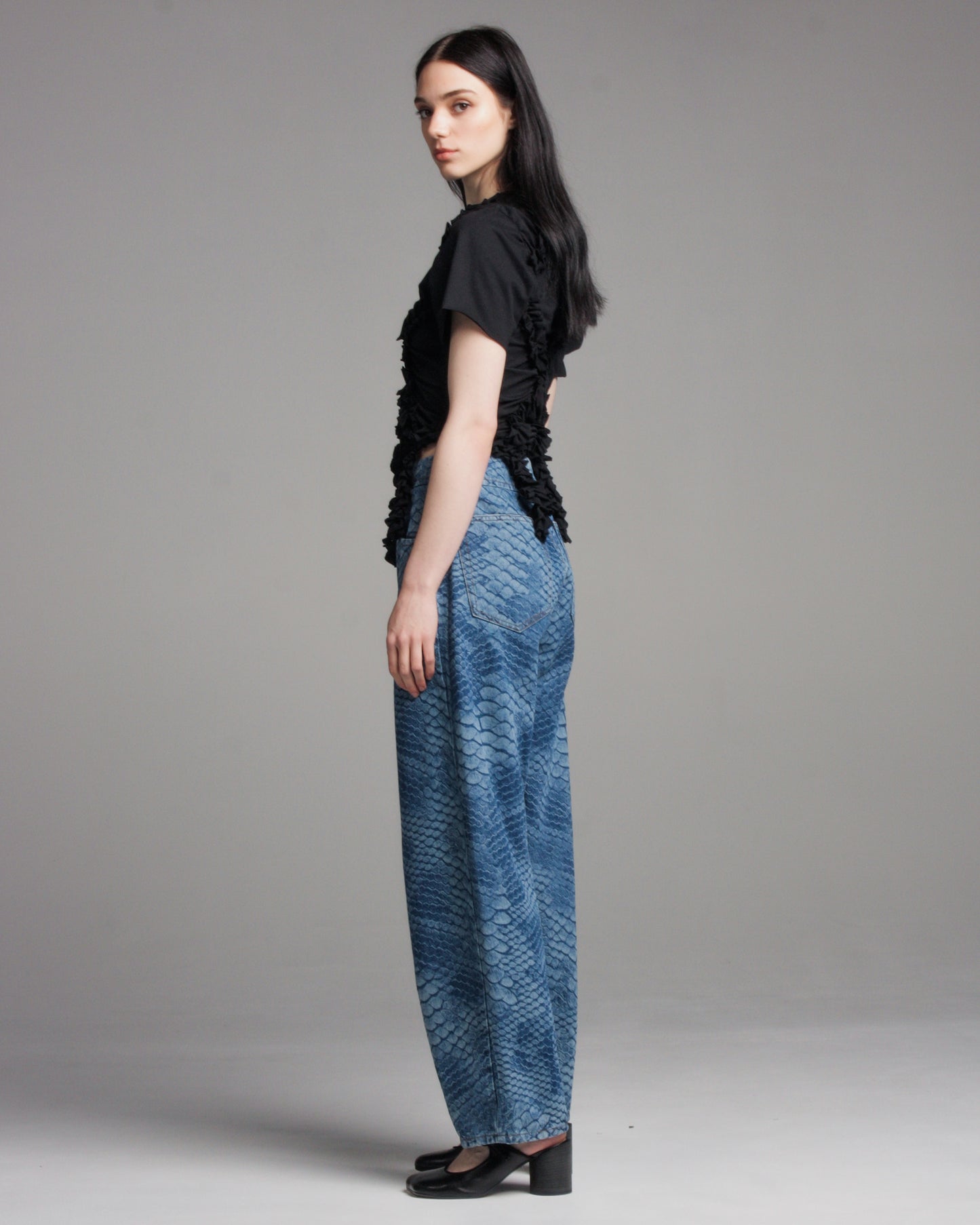 Blue Snake Print Jeans