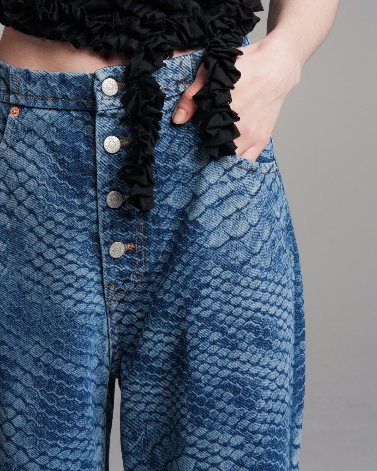 Blue Snake Print Jeans