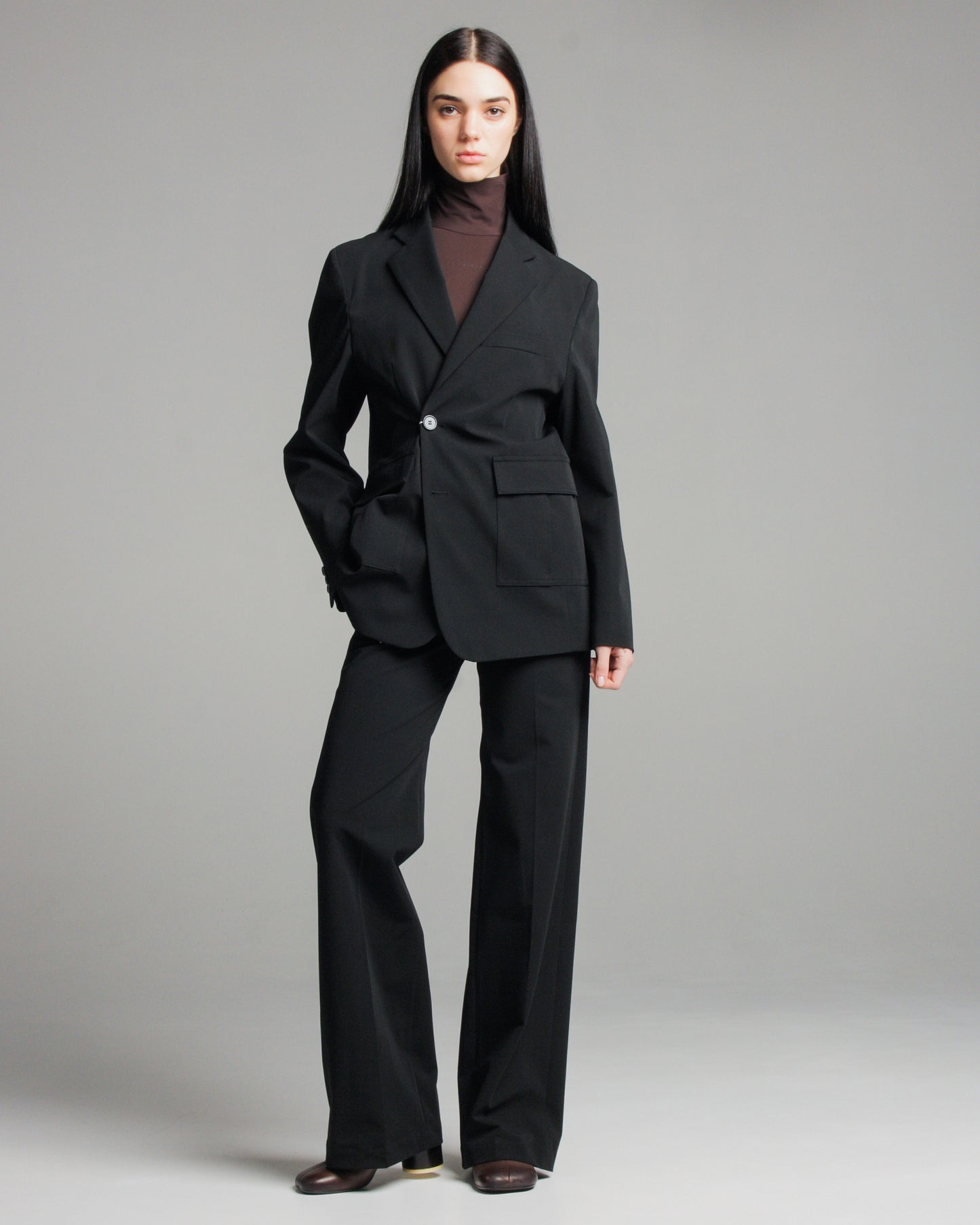 Black Straight-Leg Trousers