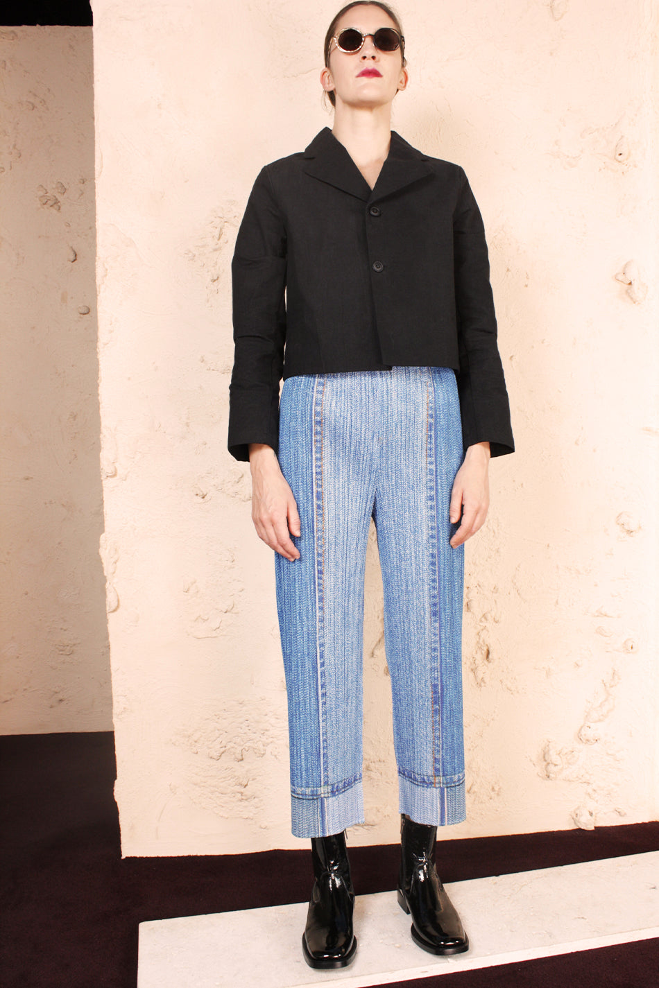 Two Tone Denim Print Trouser