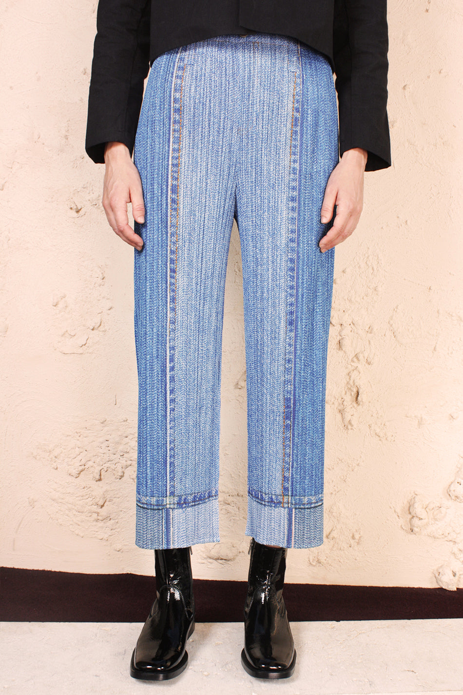 Two Tone Denim Print Trouser