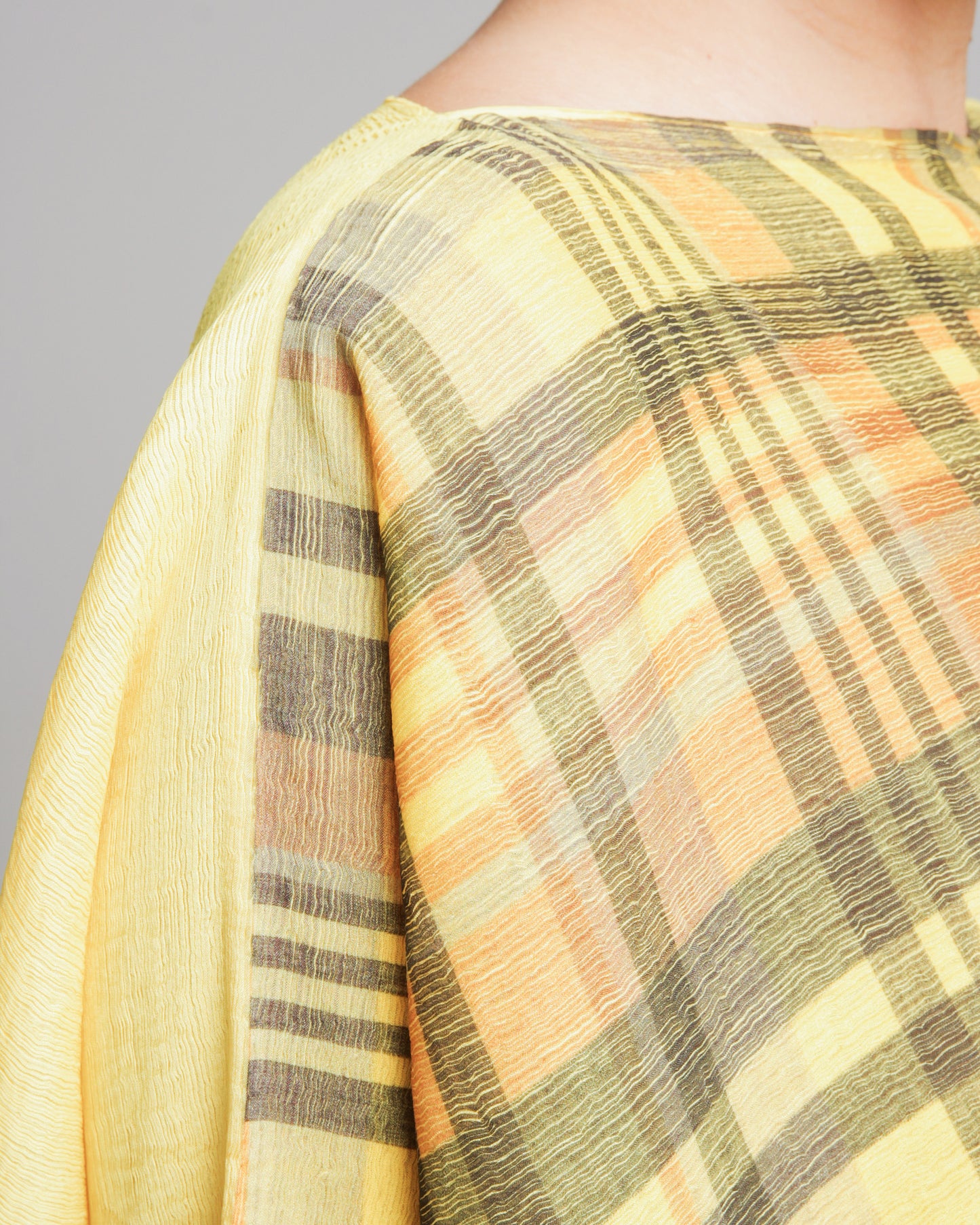 Yellow Check Crepe Top