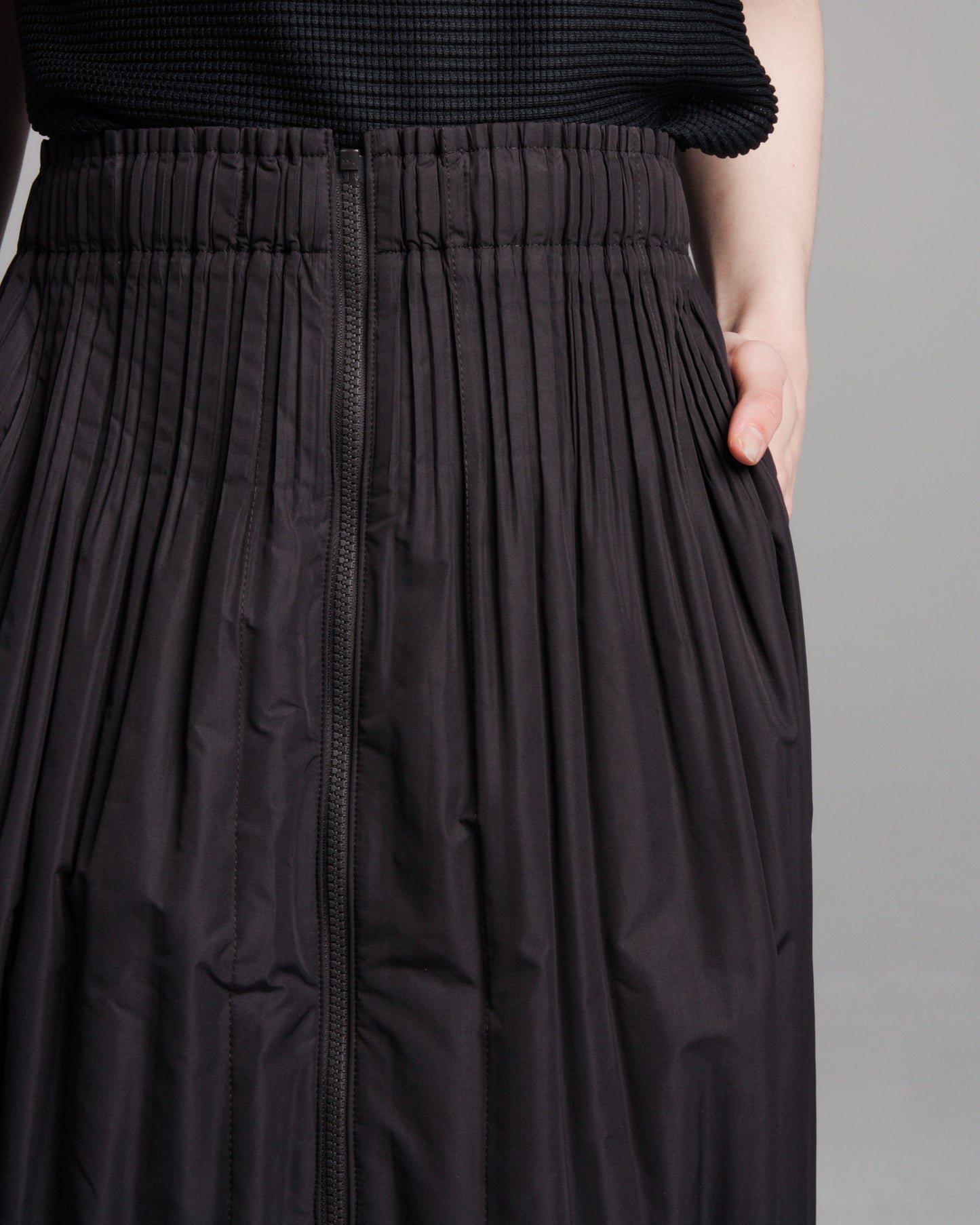 Charcoal Thick Pleat Skirt