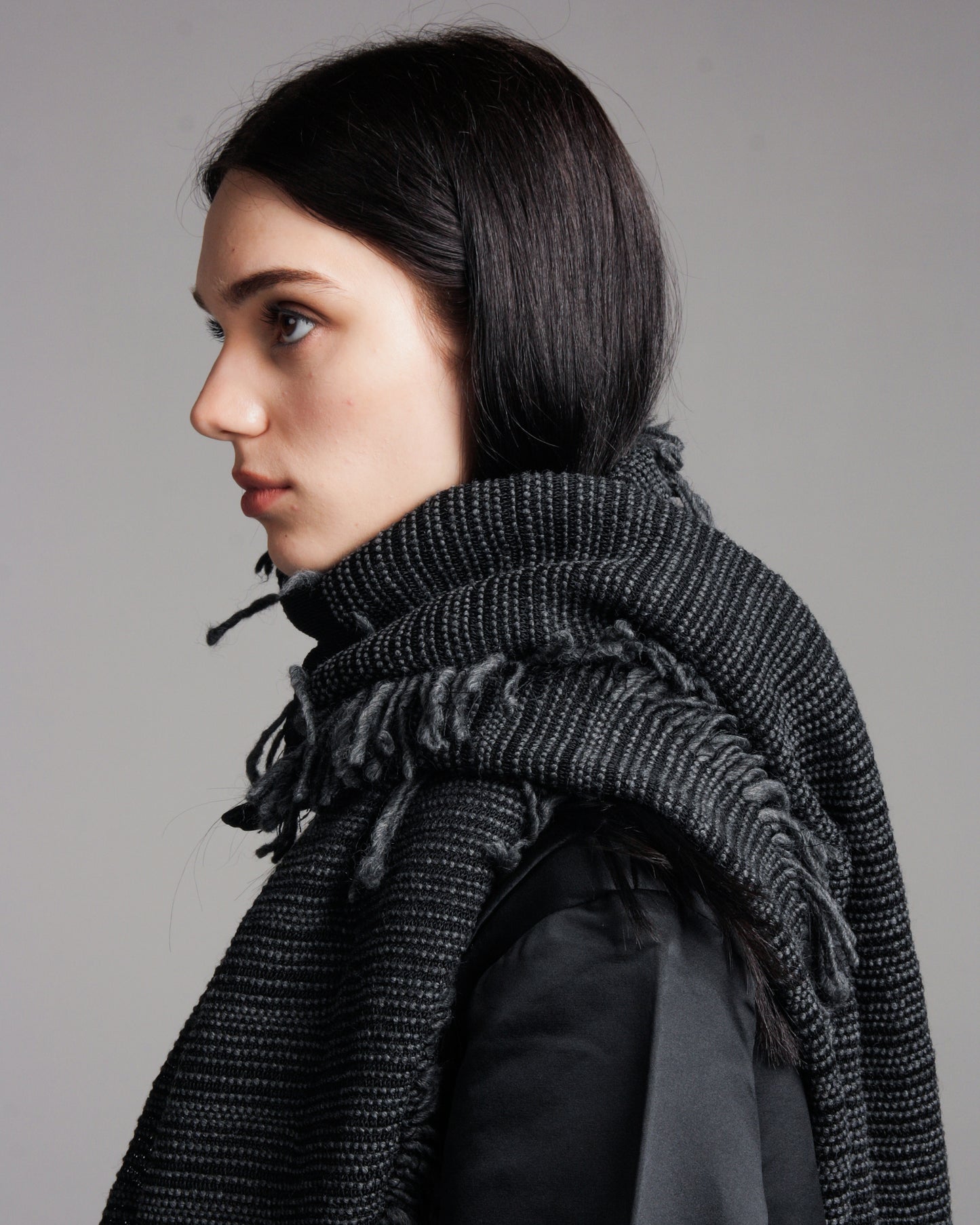 Dark Grey Knitted Stole