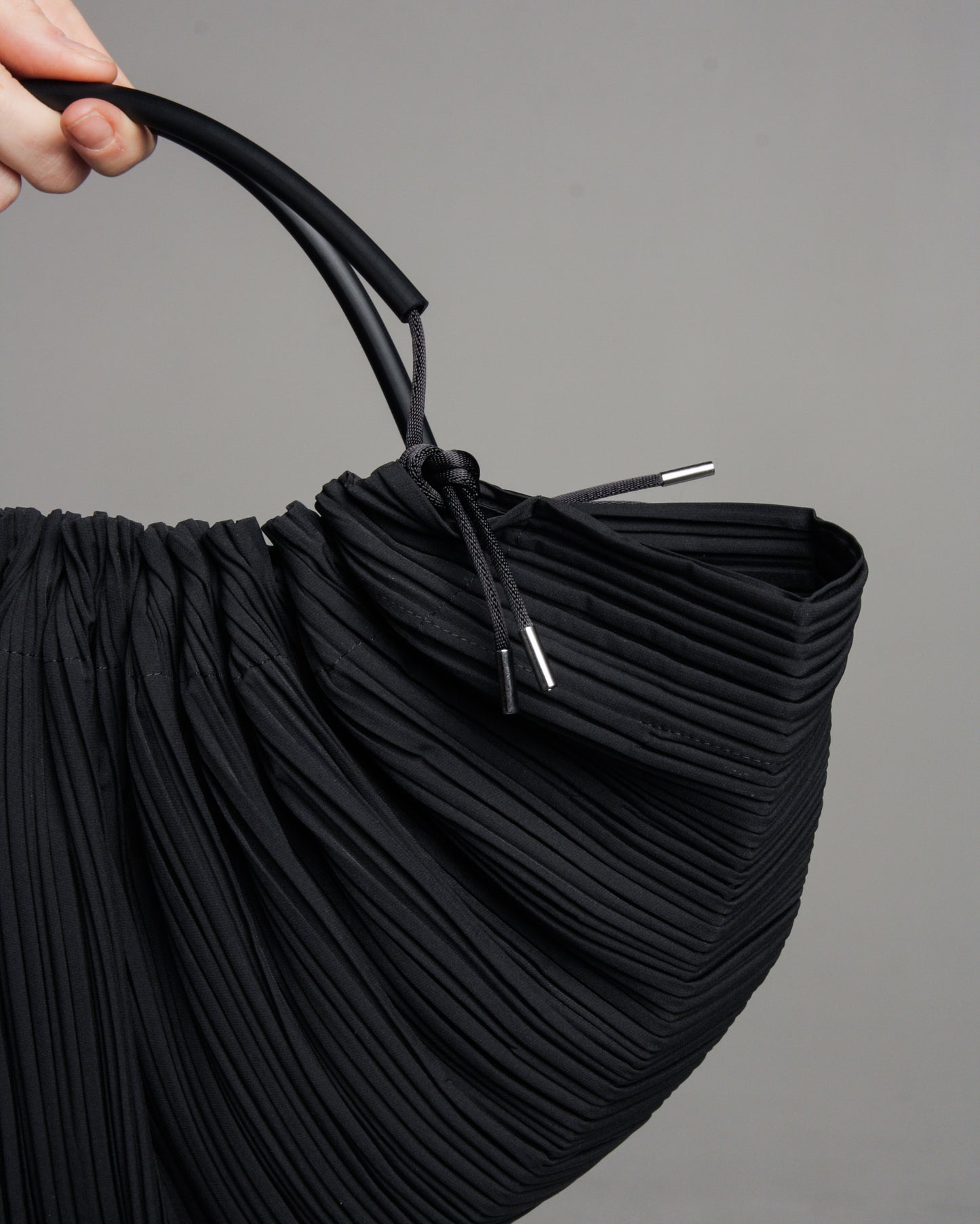 Black Pleated Basket Bag