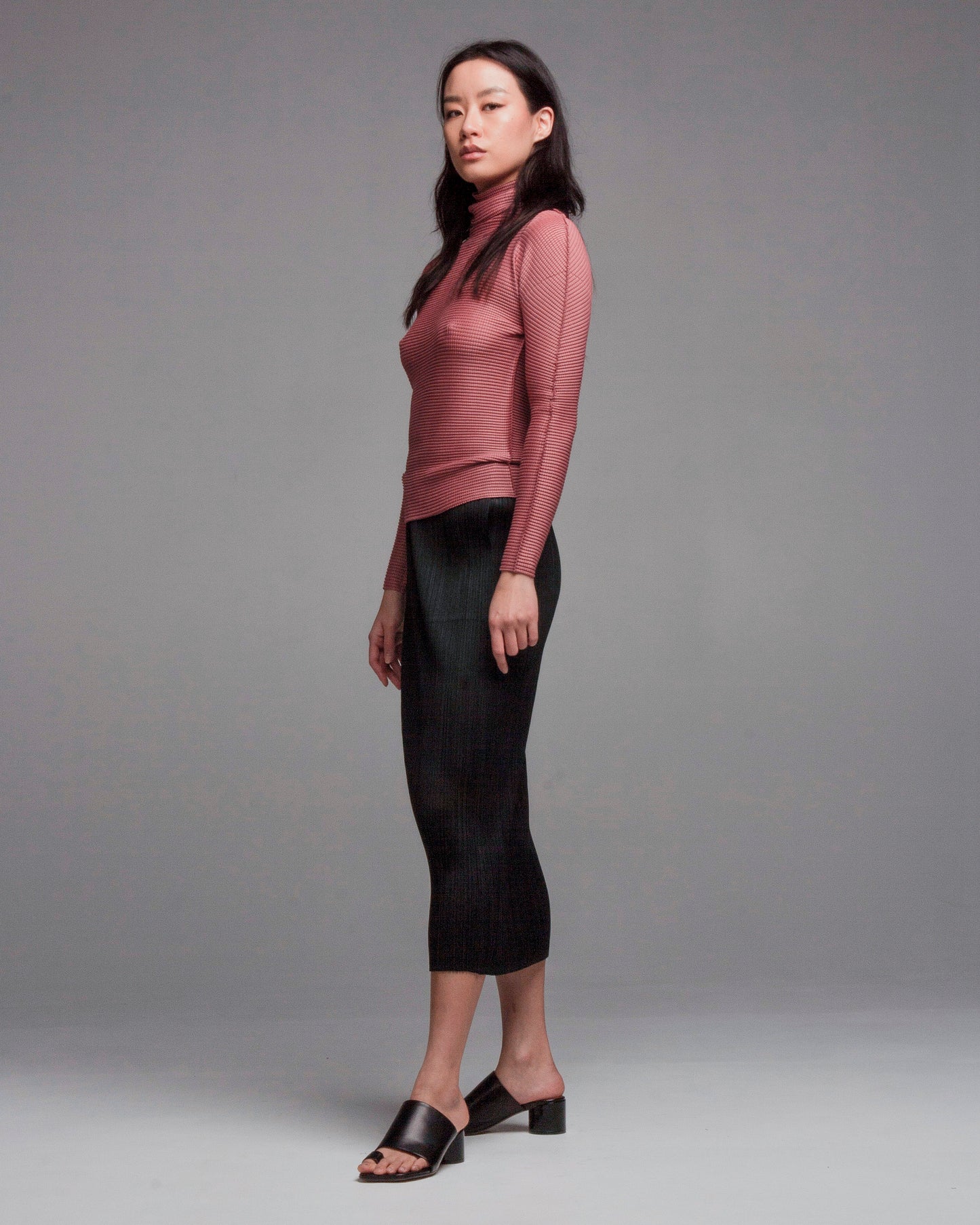 Rose Soft Micropleated Turtleneck