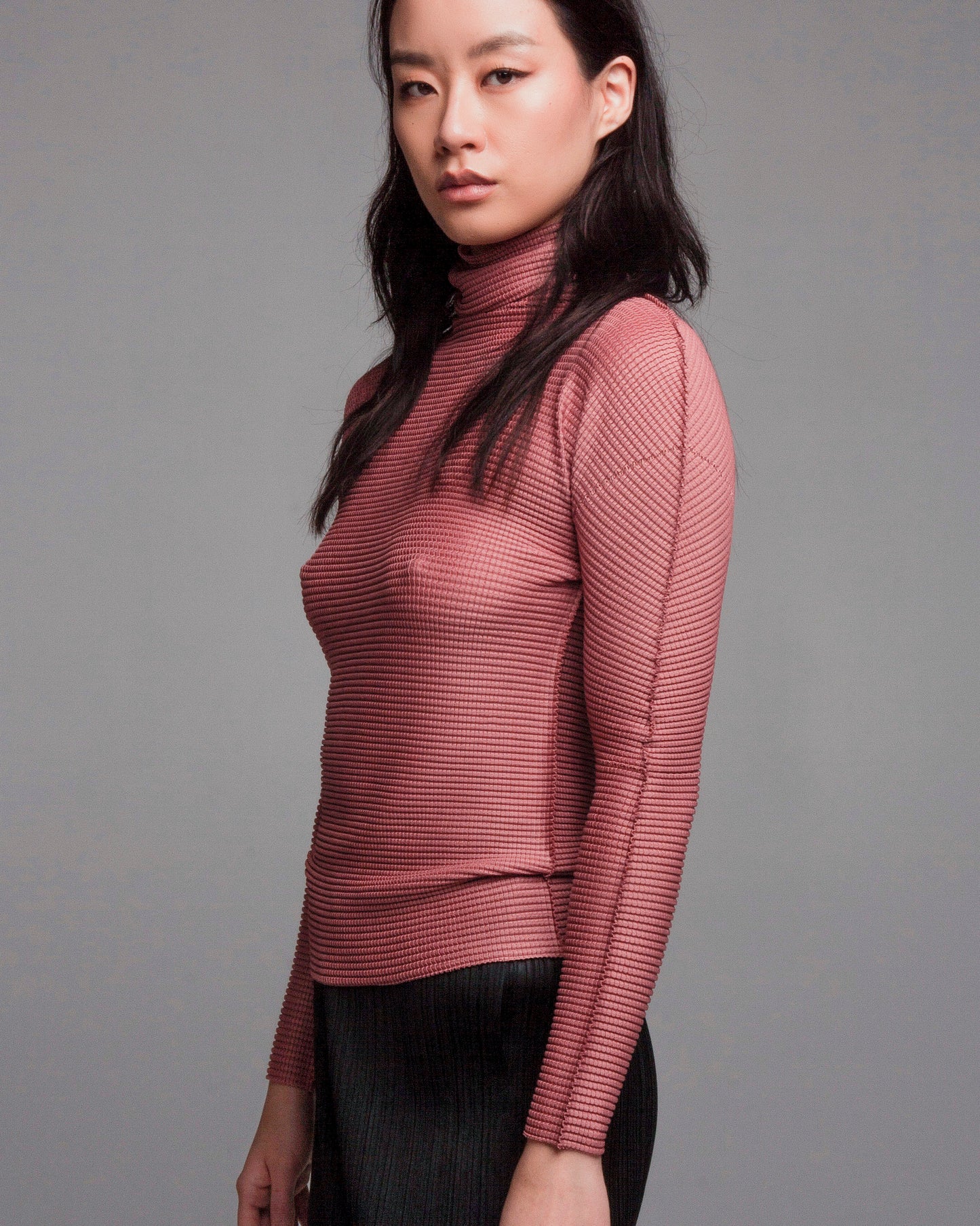 Rose Soft Micropleated Turtleneck