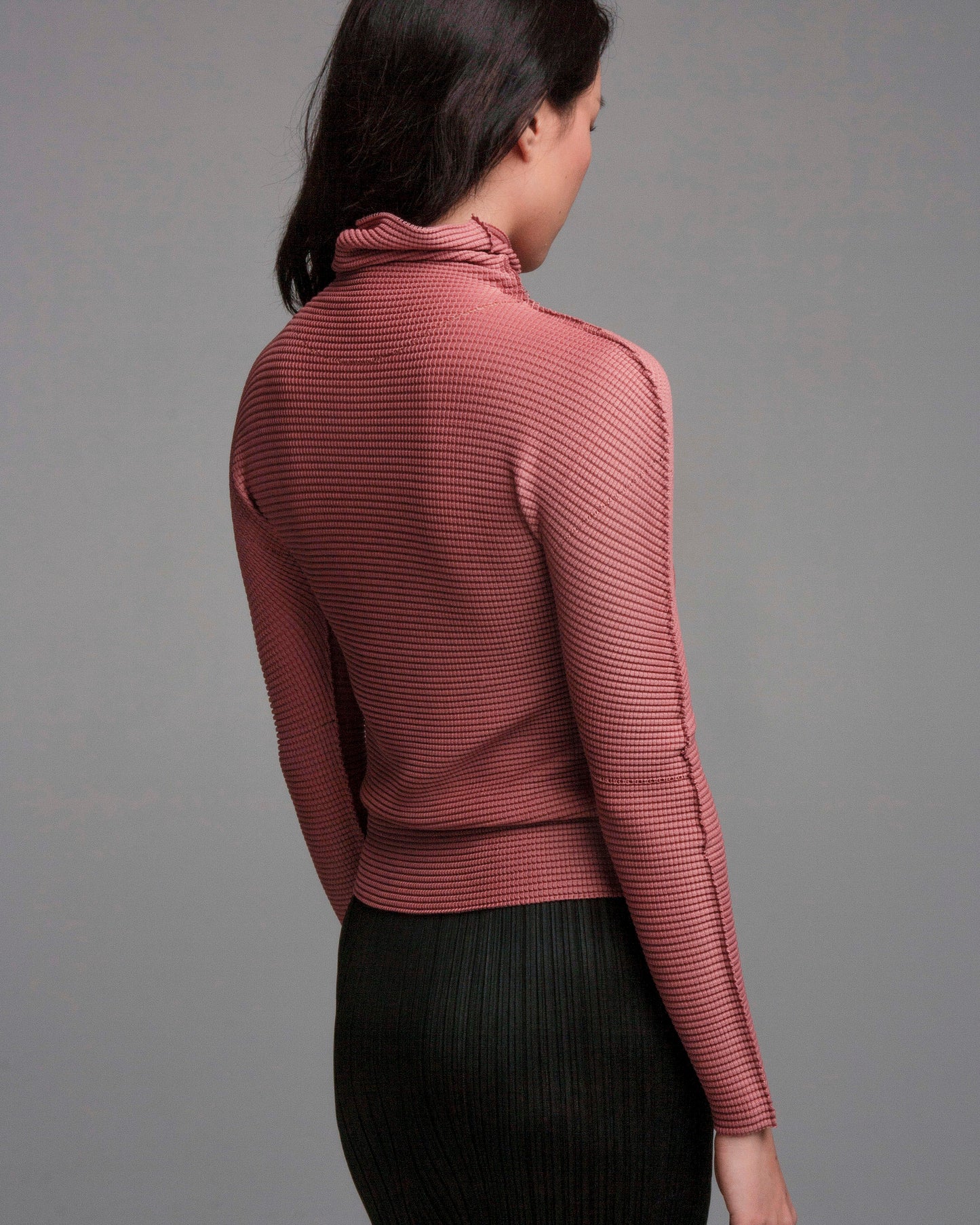 Rose Soft Micropleated Turtleneck