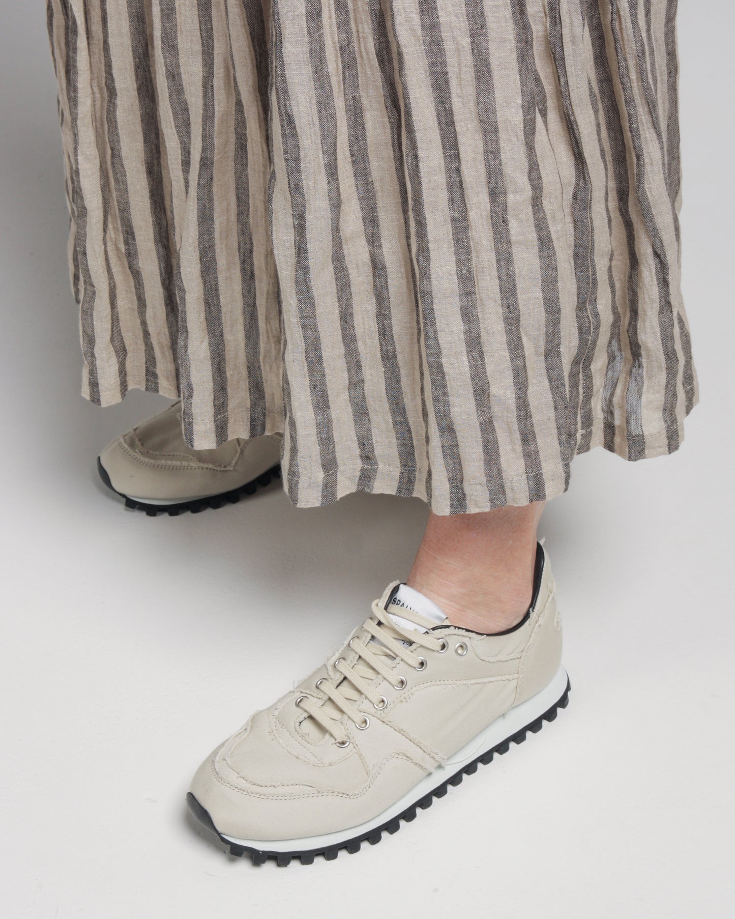 Striped Linen Skirt Black