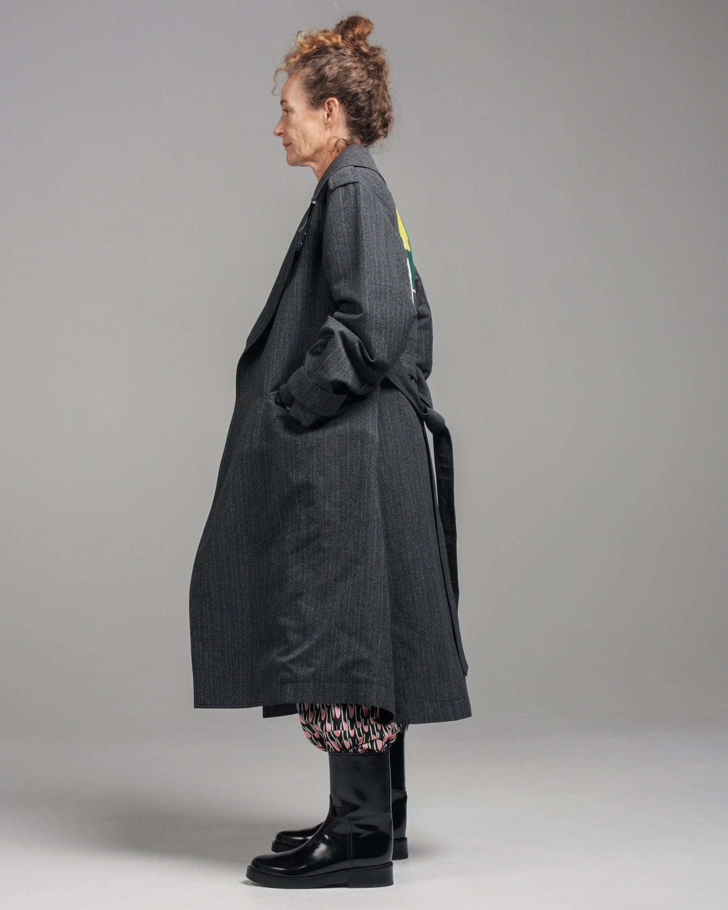 Charcoal Long Coat With Patch