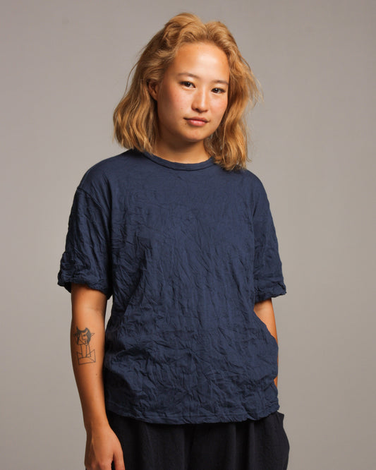 Basic Wrinkled Navy Tee