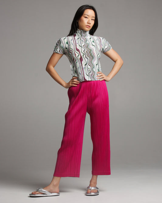 Wide Pink Pleated Trousers