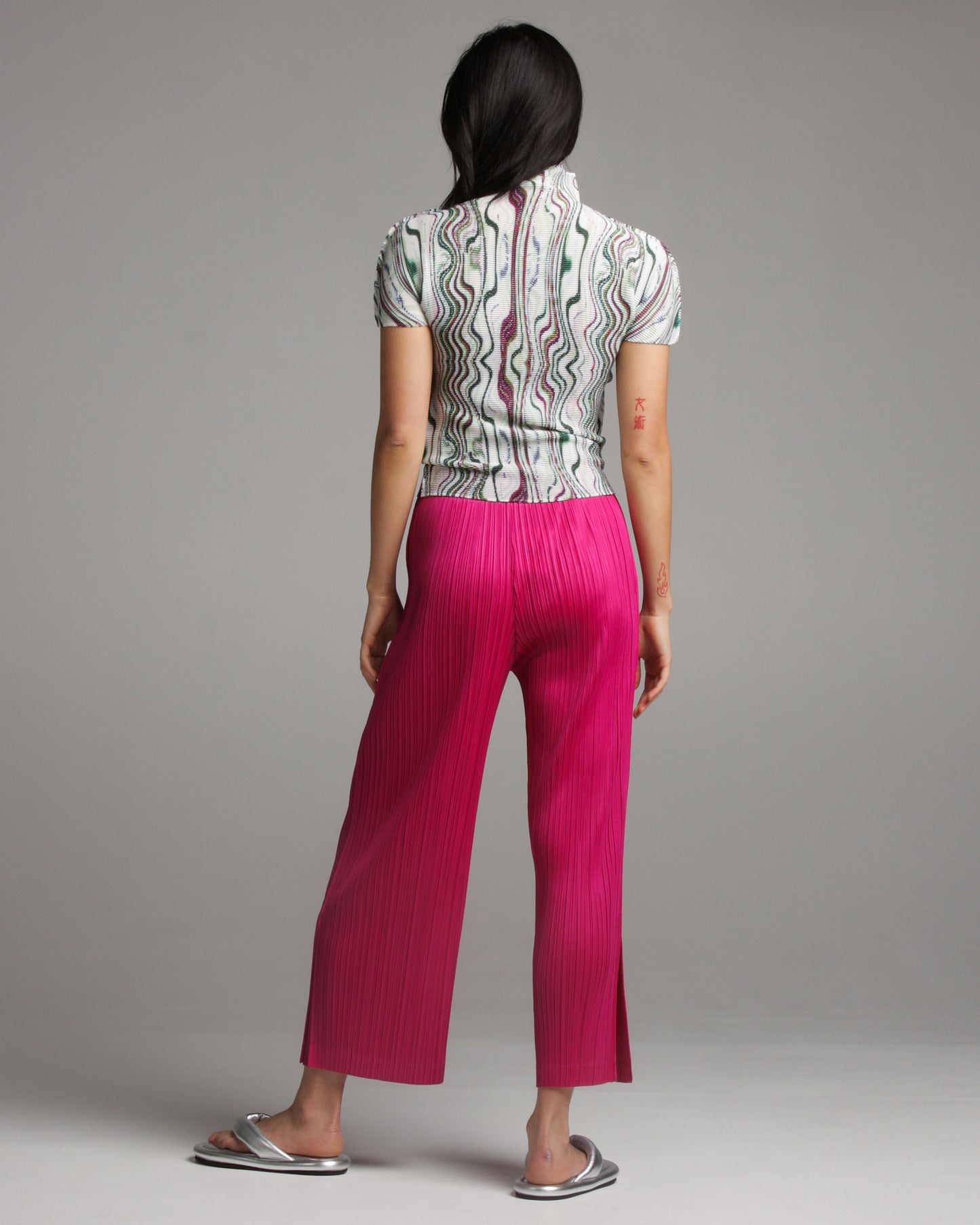 Wide Pink Pleated Trousers