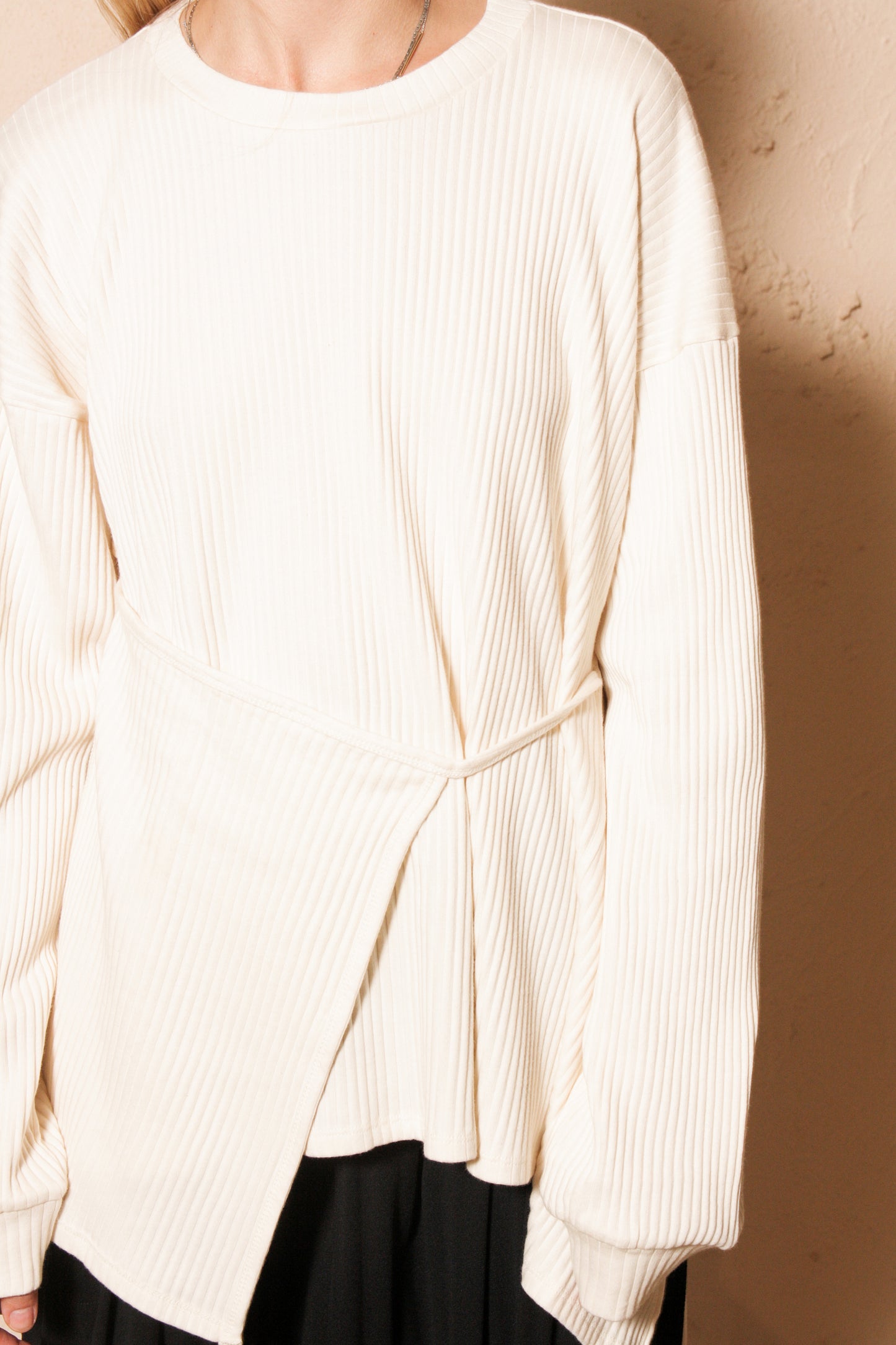 Shaw Long Sleeve Fleece Rib Off White