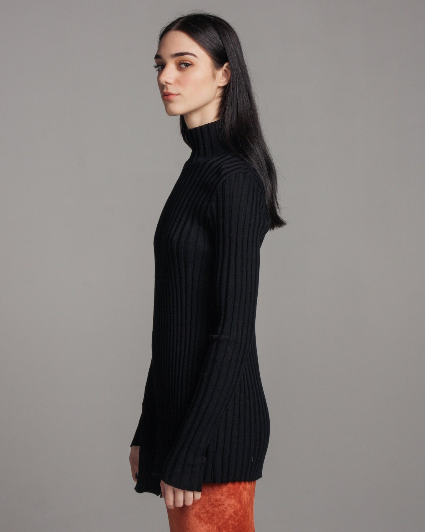 Black Kwool Asymmetrical Top