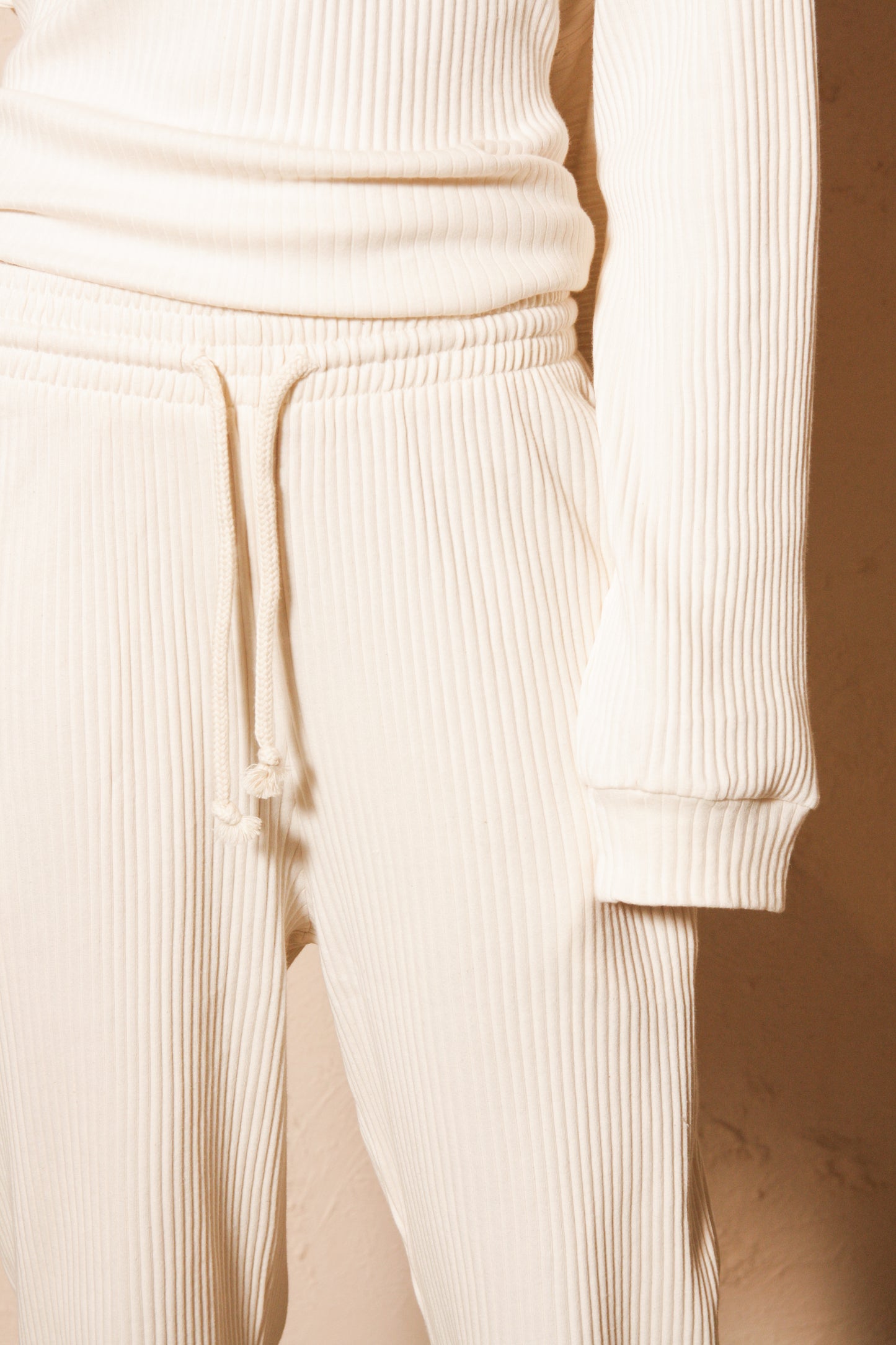 Sweat Pants Fleece Rib Off White