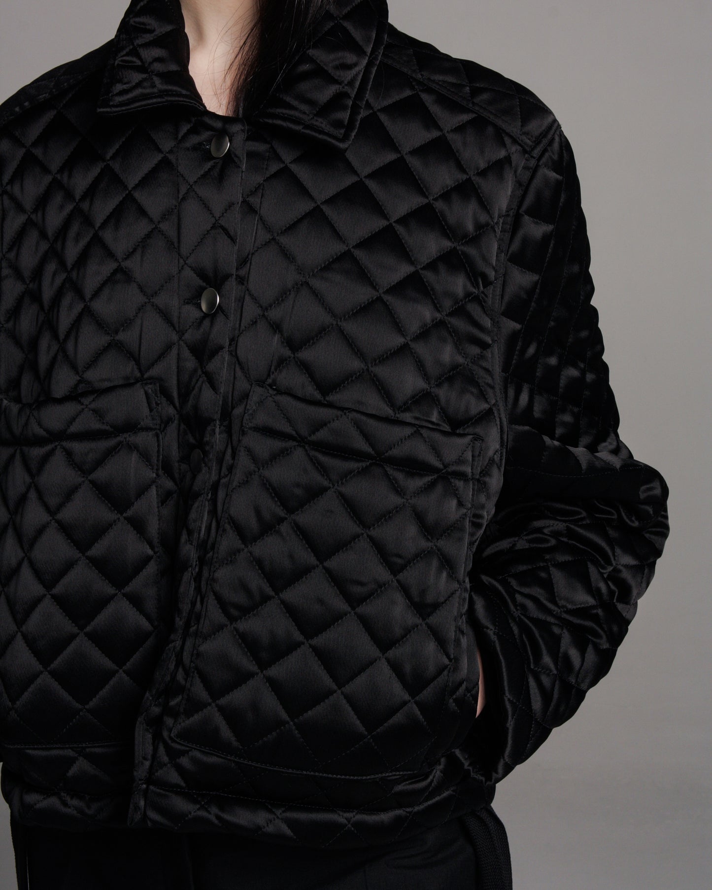 Black Quilted Cropped Jacket