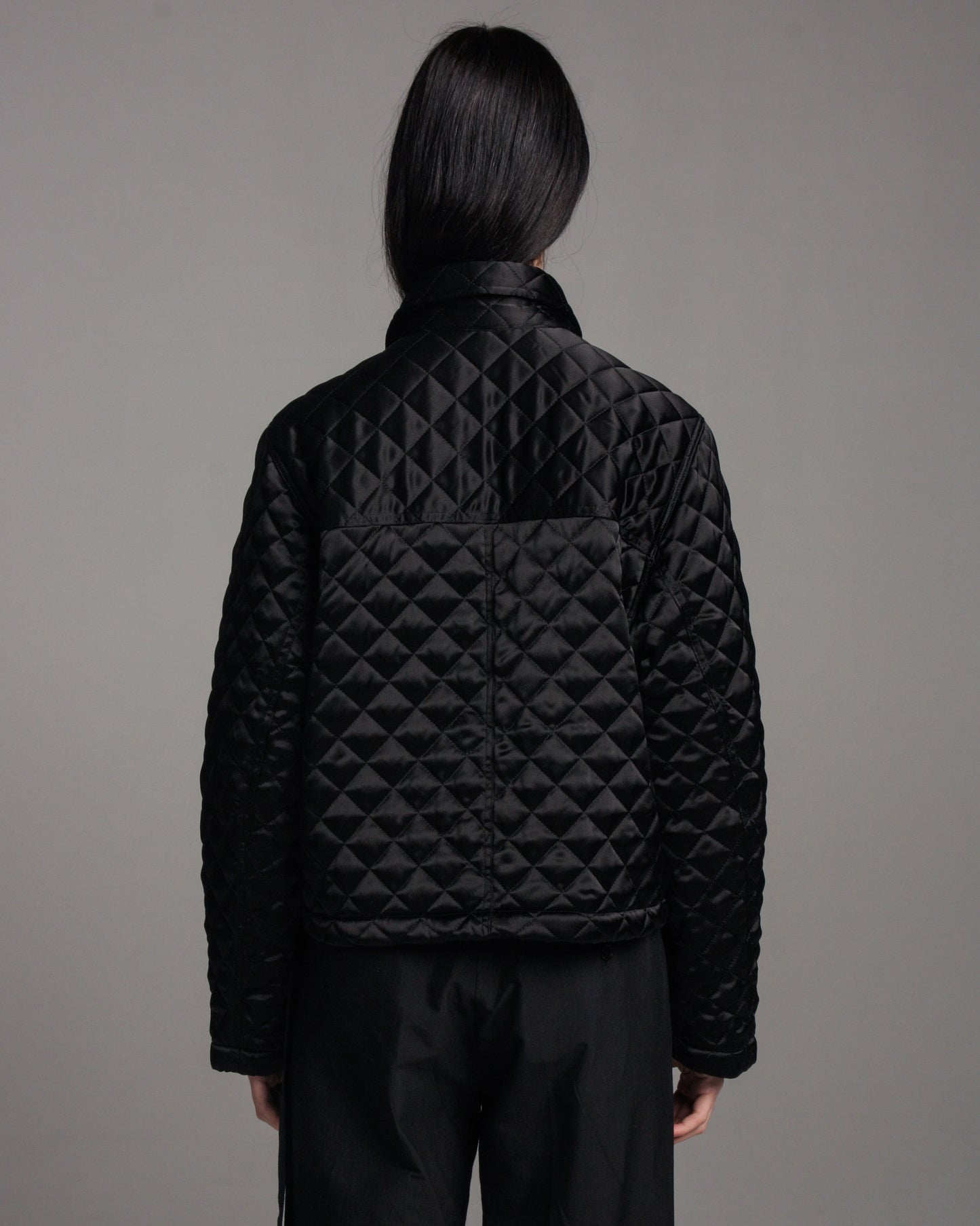 Black Quilted Cropped Jacket