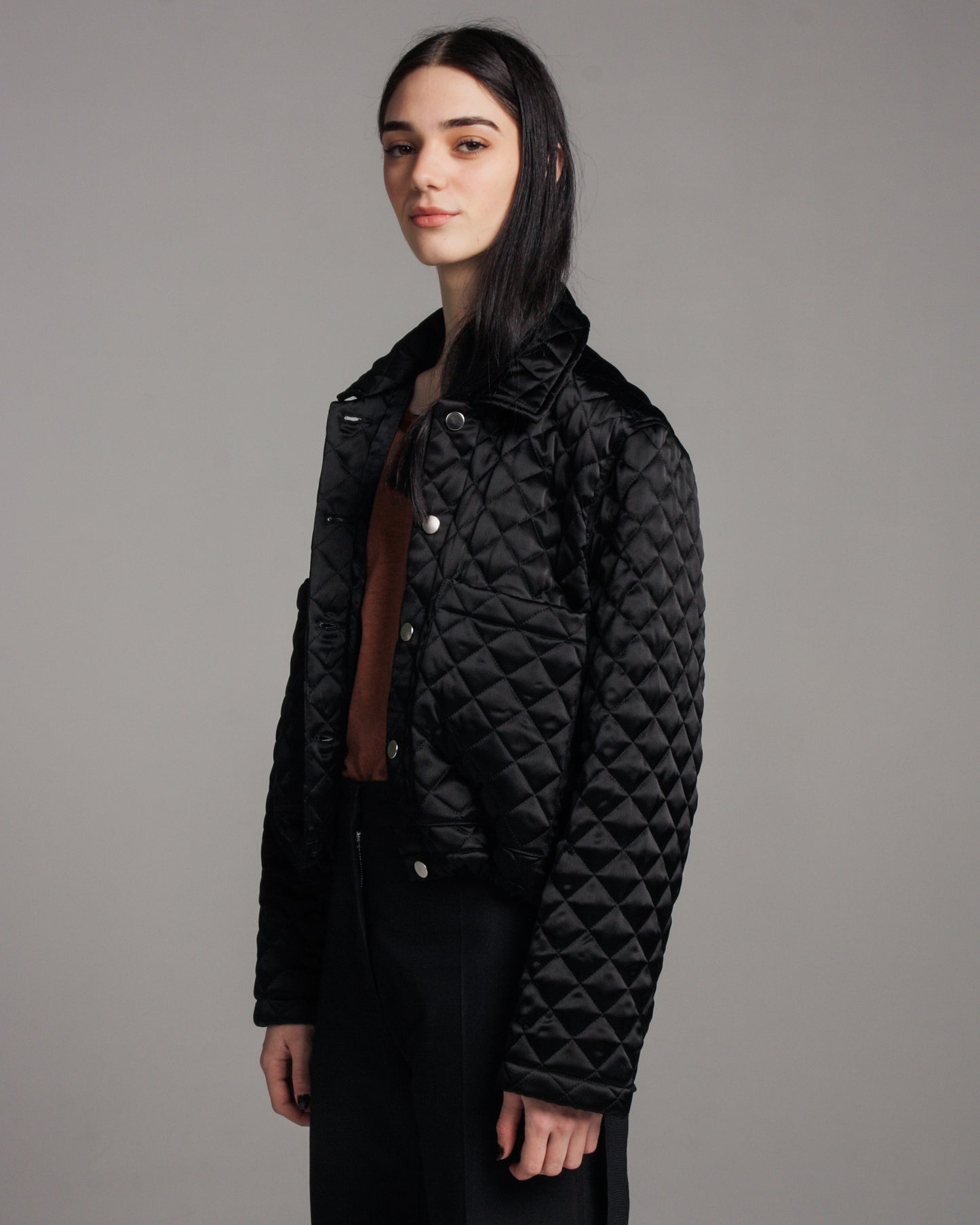 Black Quilted Cropped Jacket