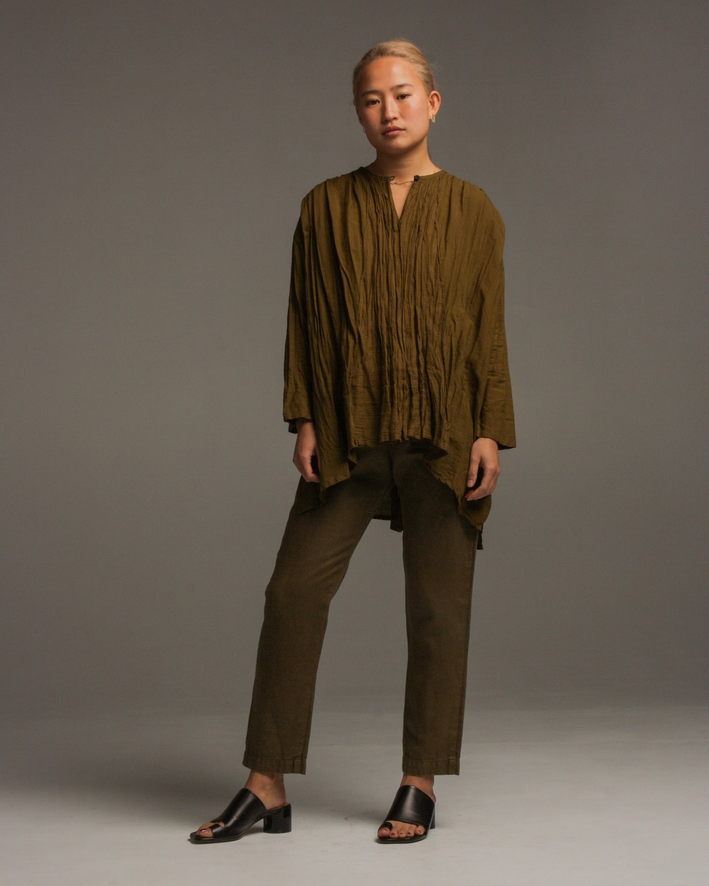 Khaki Relaxed Linen Pants