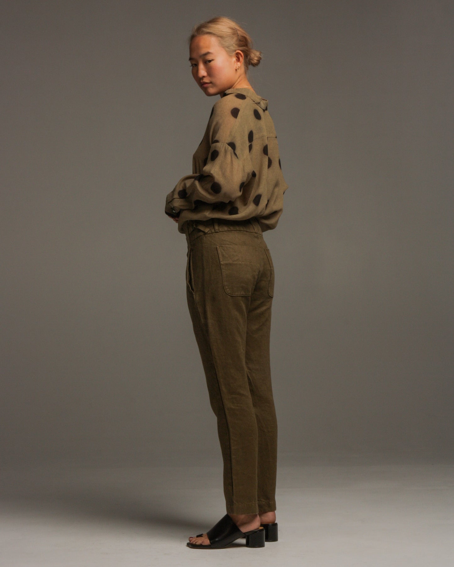 Khaki Relaxed Linen Pants