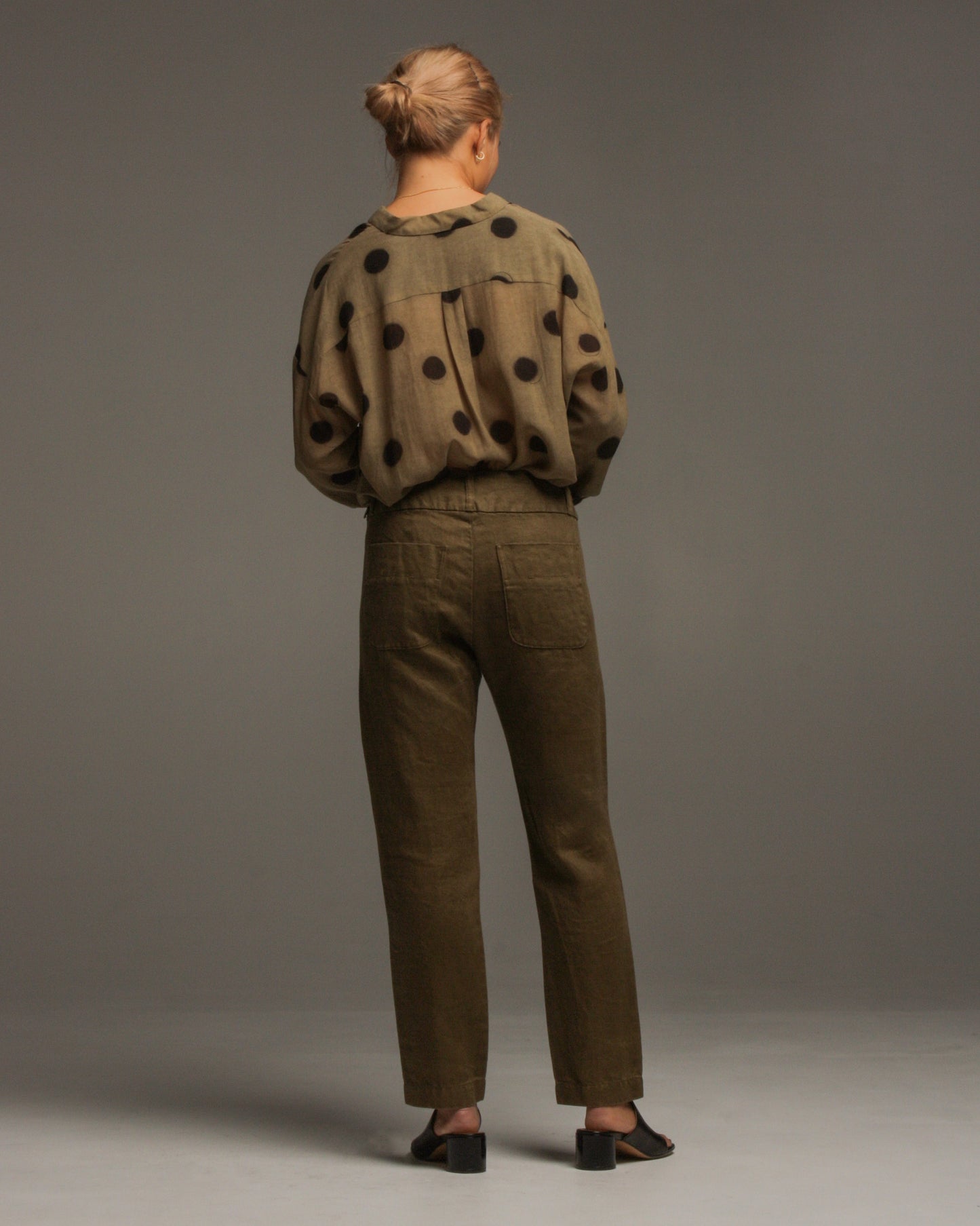 Khaki Relaxed Linen Pants