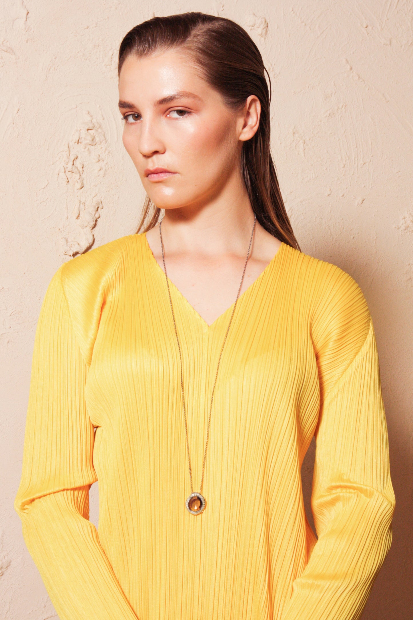 V Neck Dress Yellow