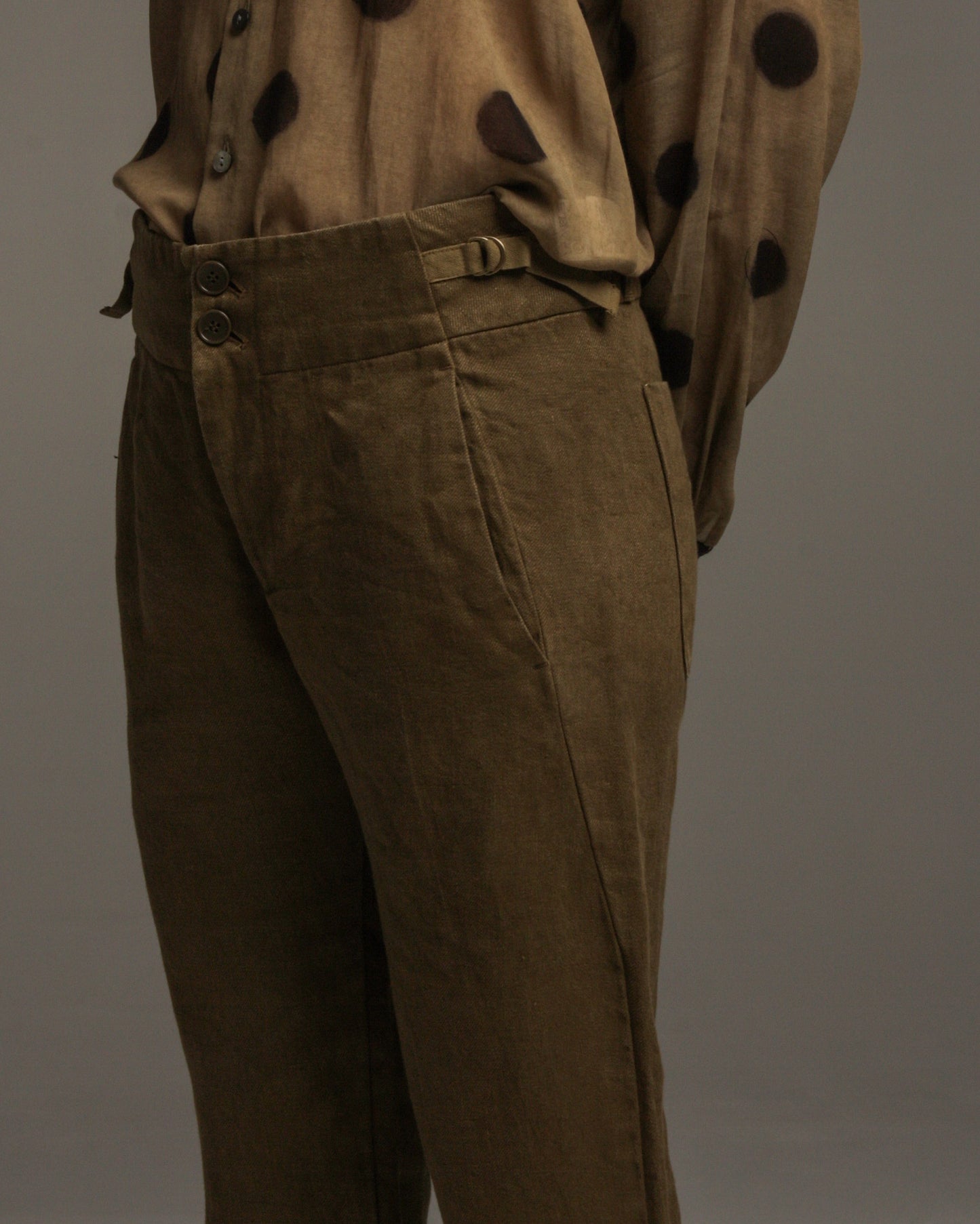 Khaki Relaxed Linen Pants