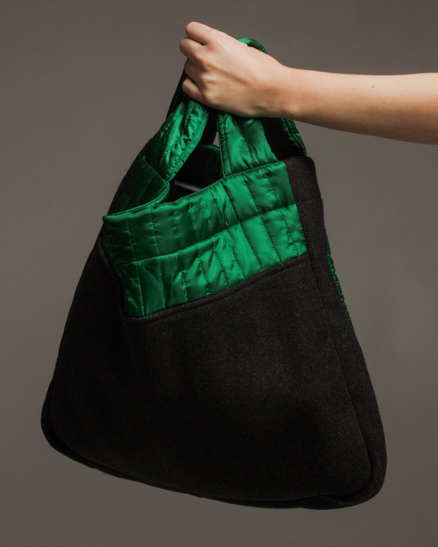 Green Grey Padded Shopper