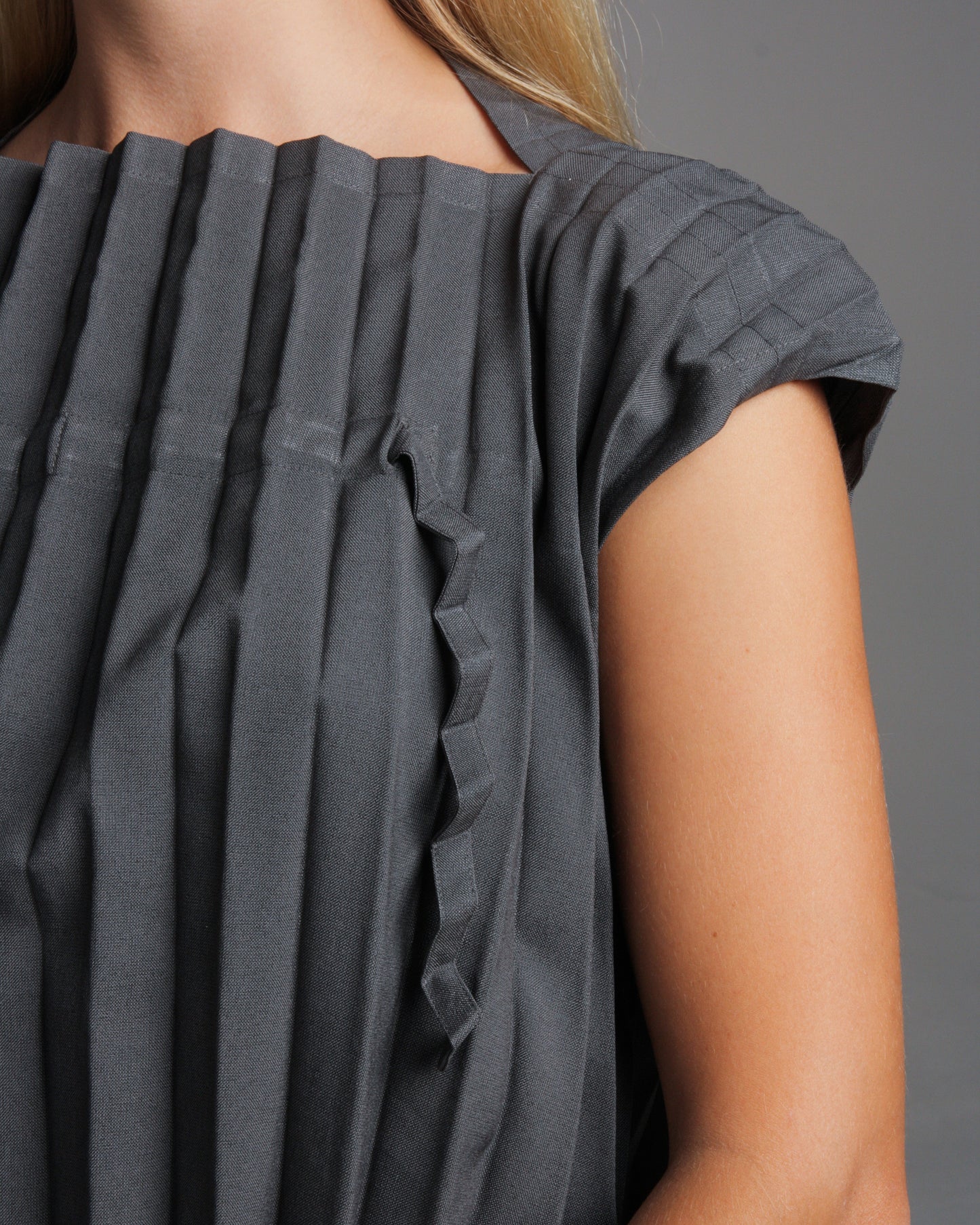 Cube Pleats Grey Blouse