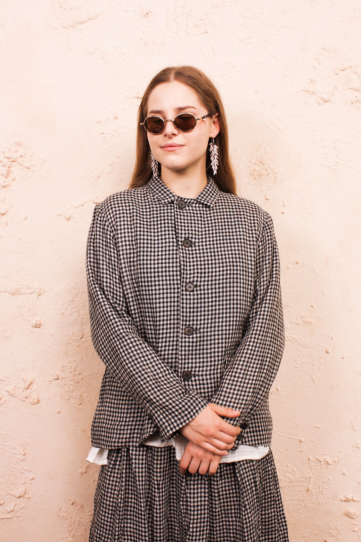 Black Boil Washer Gingham Jacket