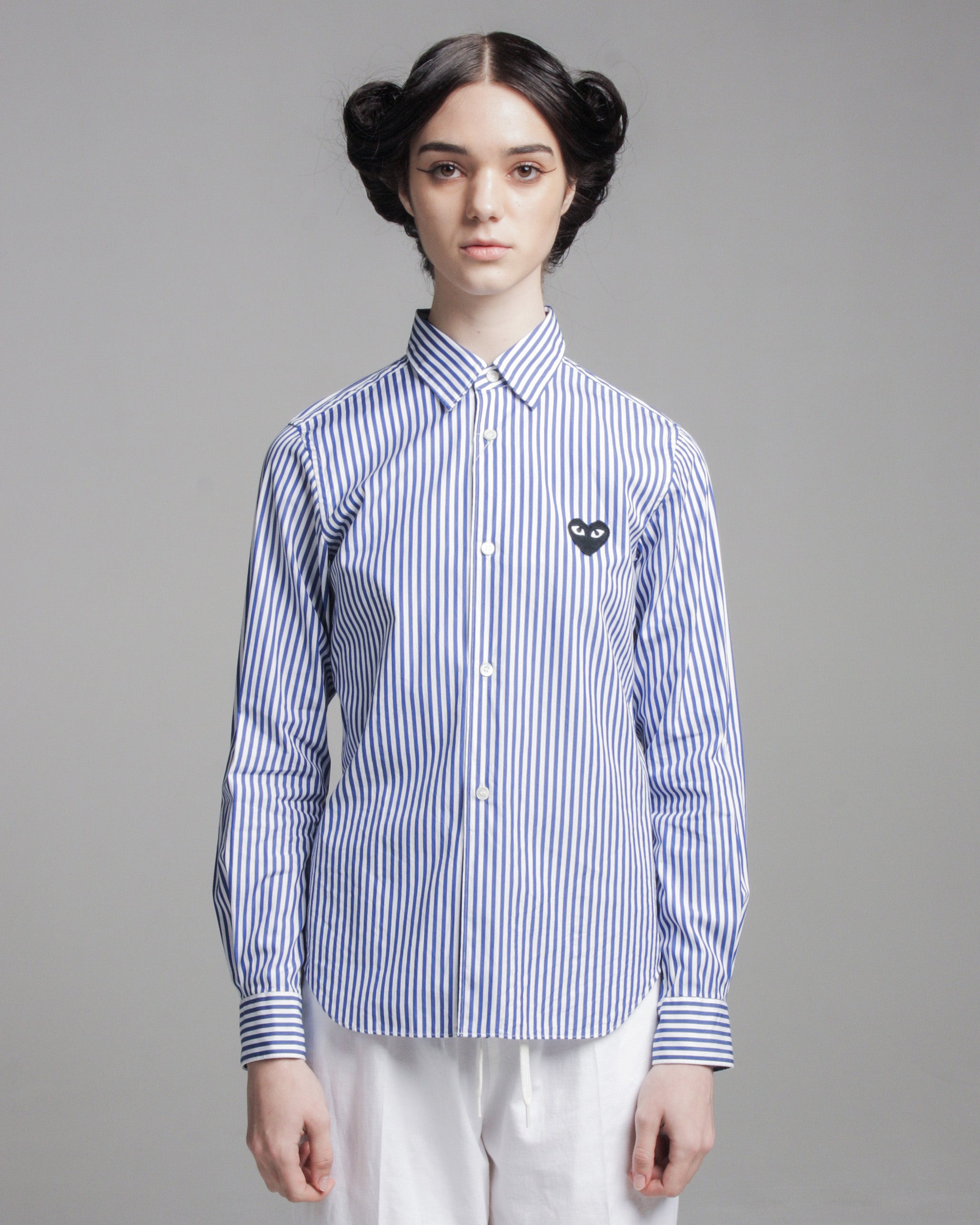 Blue Stripe Shirt with Black Heart Dilettante