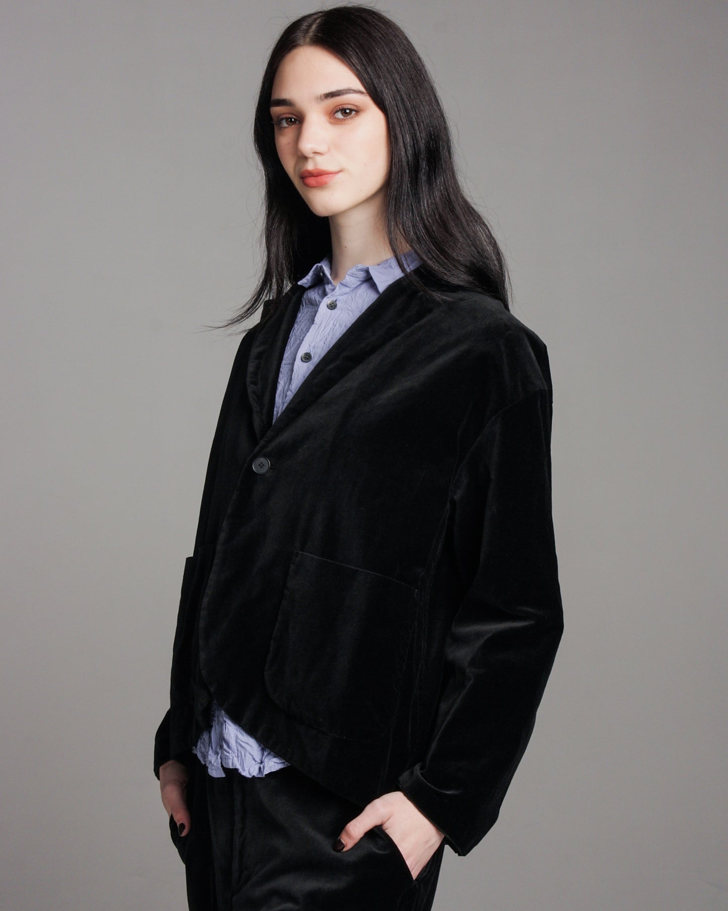 Black Velvet Loose Blazer