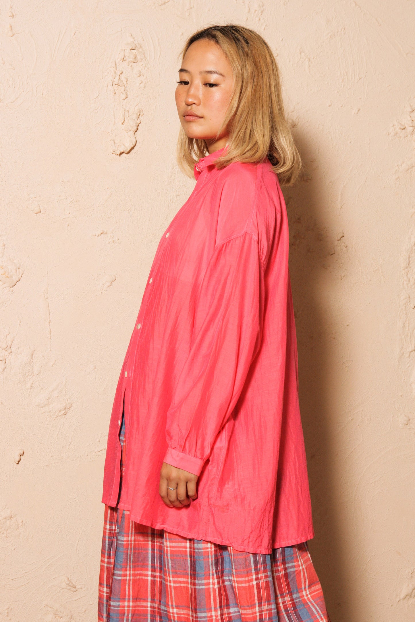 Silk Loan Azumadaki Pink Shirt