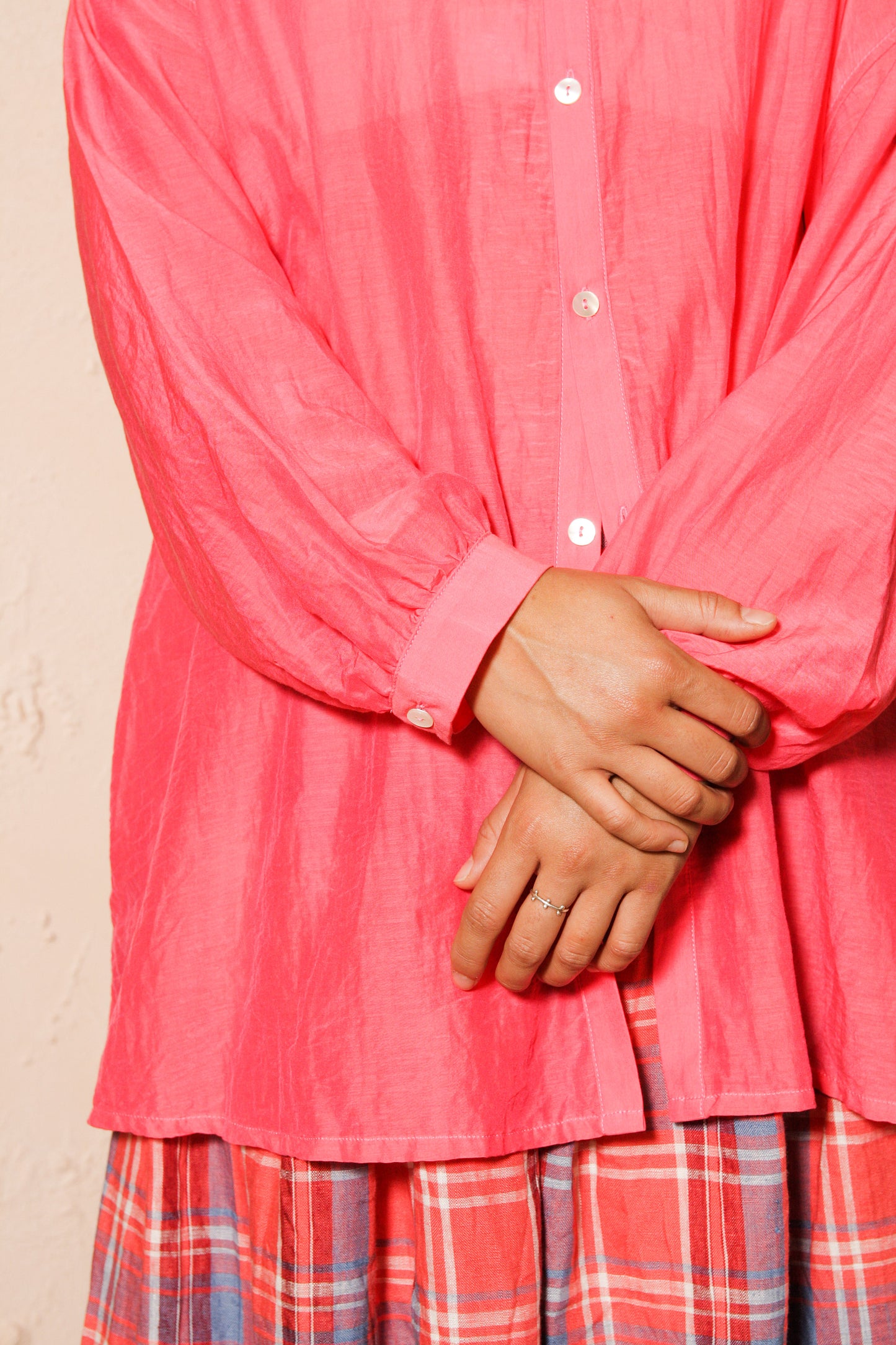 Silk Loan Azumadaki Pink Shirt