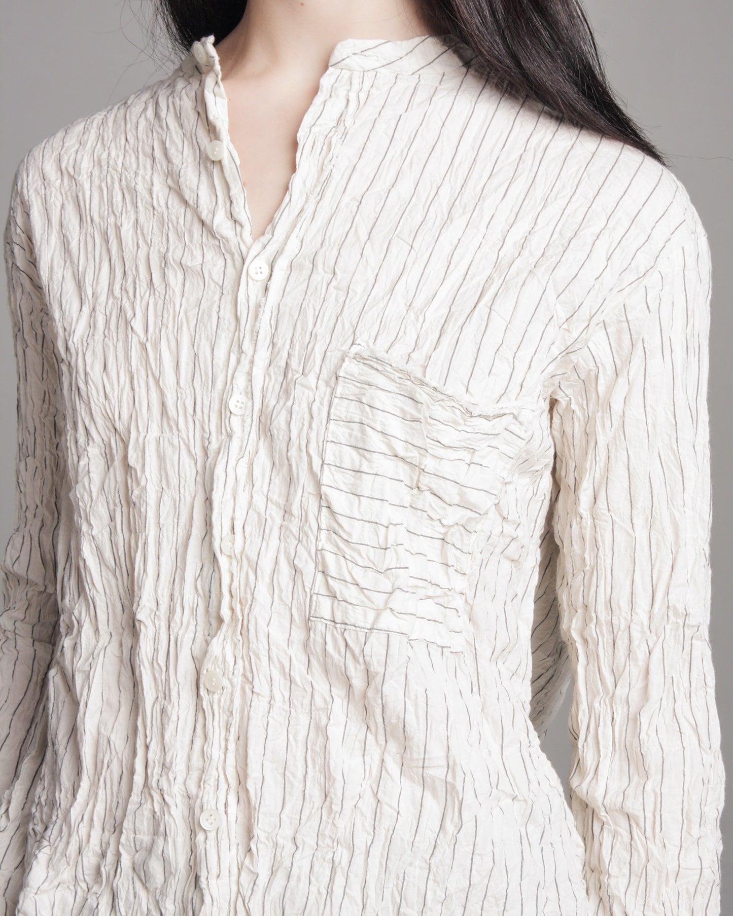 Ivory Stripe Crinkle Blouse