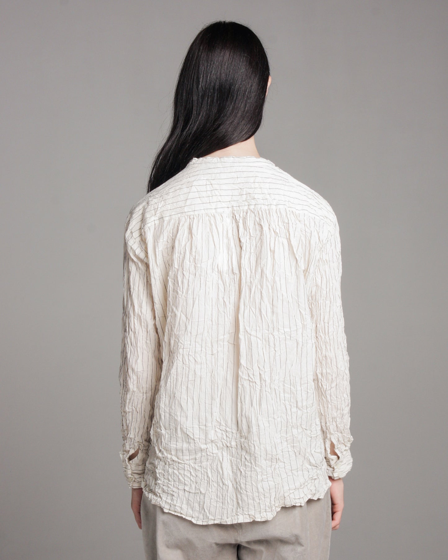 Ivory Stripe Crinkle Blouse