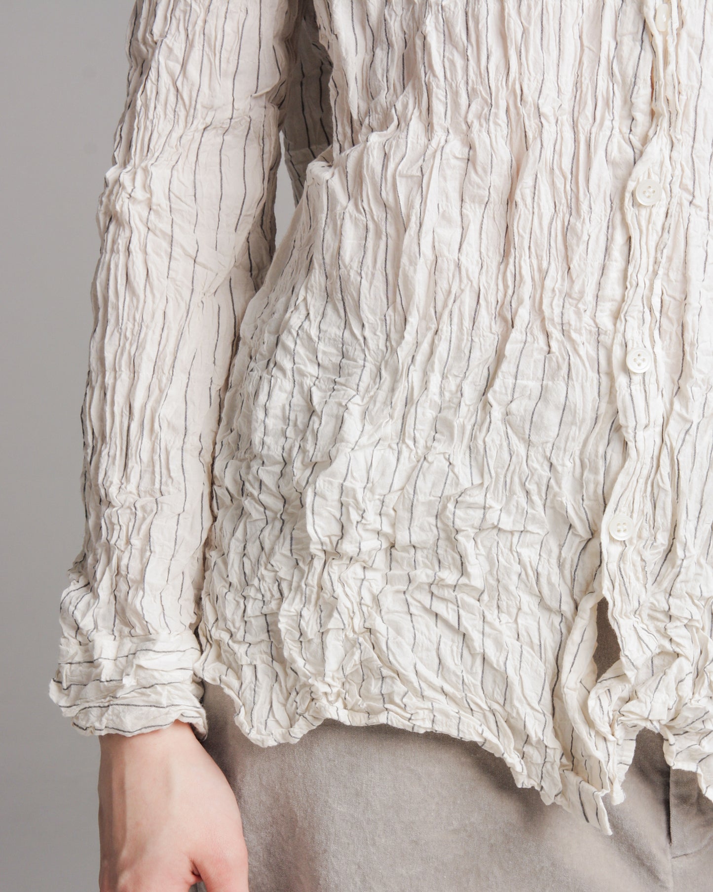 Ivory Stripe Crinkle Blouse