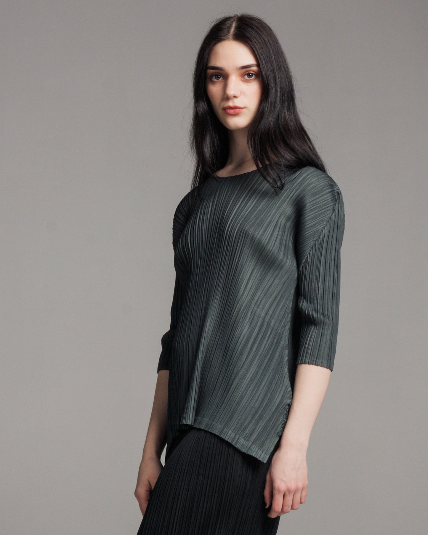 Green Mellow Pleats Top