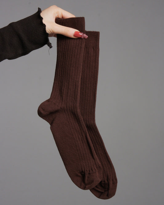 Chess Brown Rib Ankle Socks