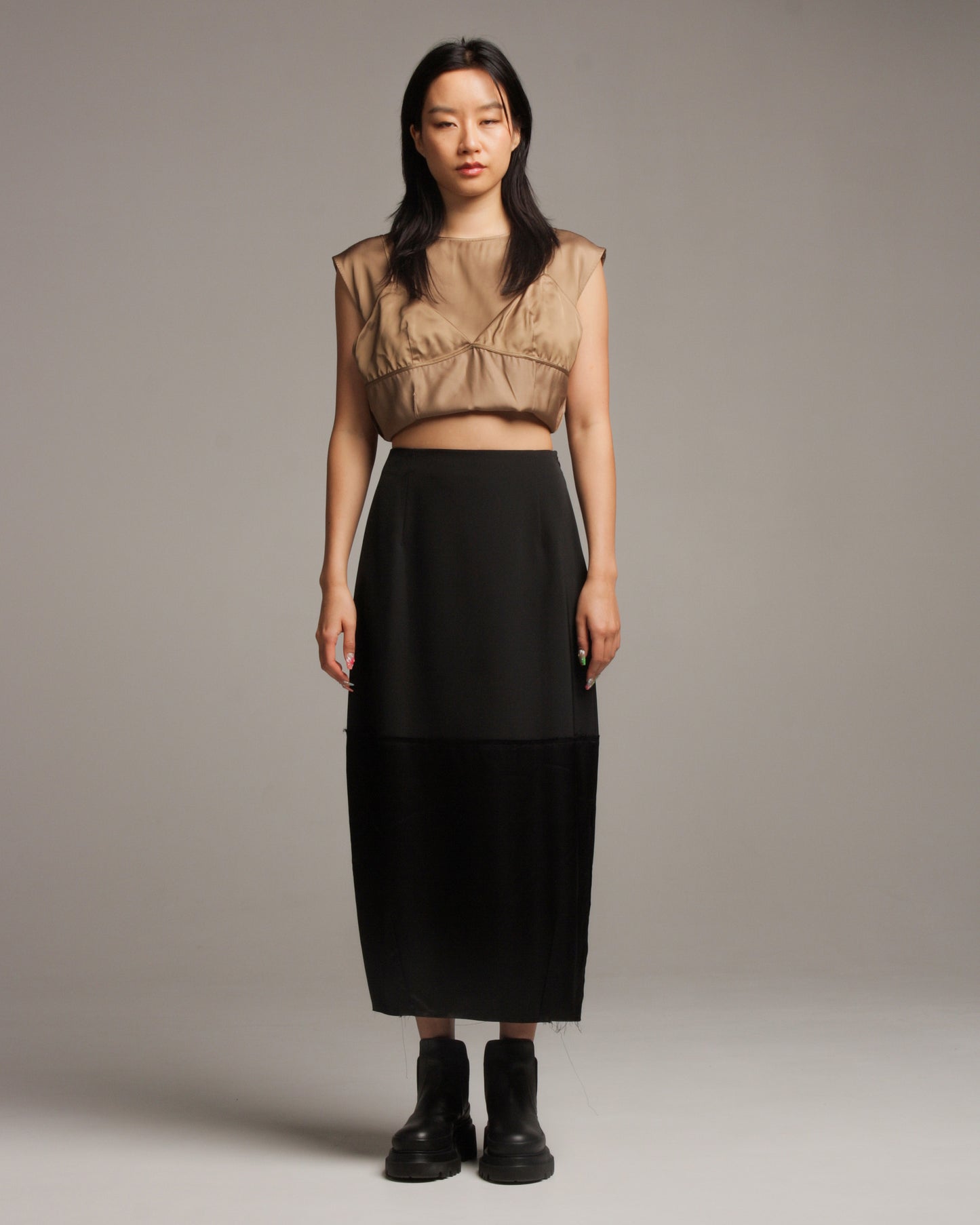 Two Toned Panelled Mid Skirt